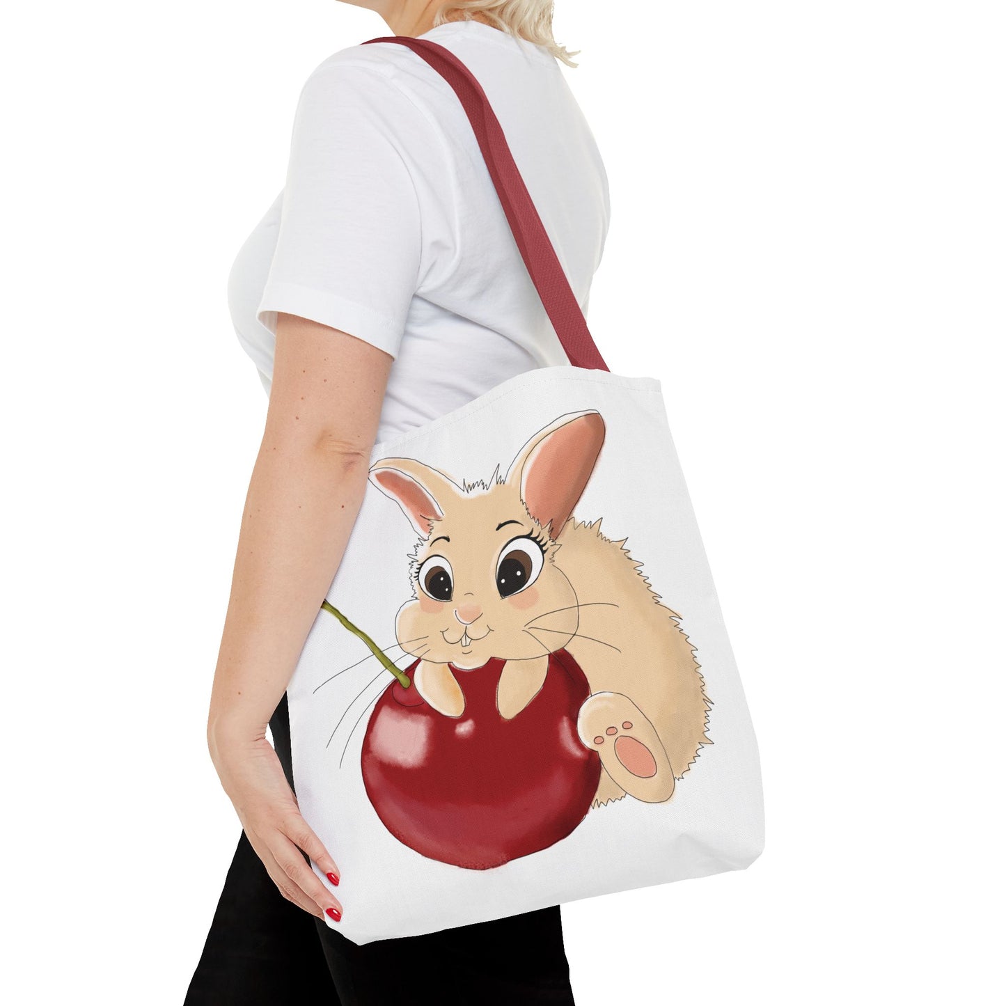 Cute Bunny Cherry Tote Bag - Adorable Animal Design for Animal Lovers