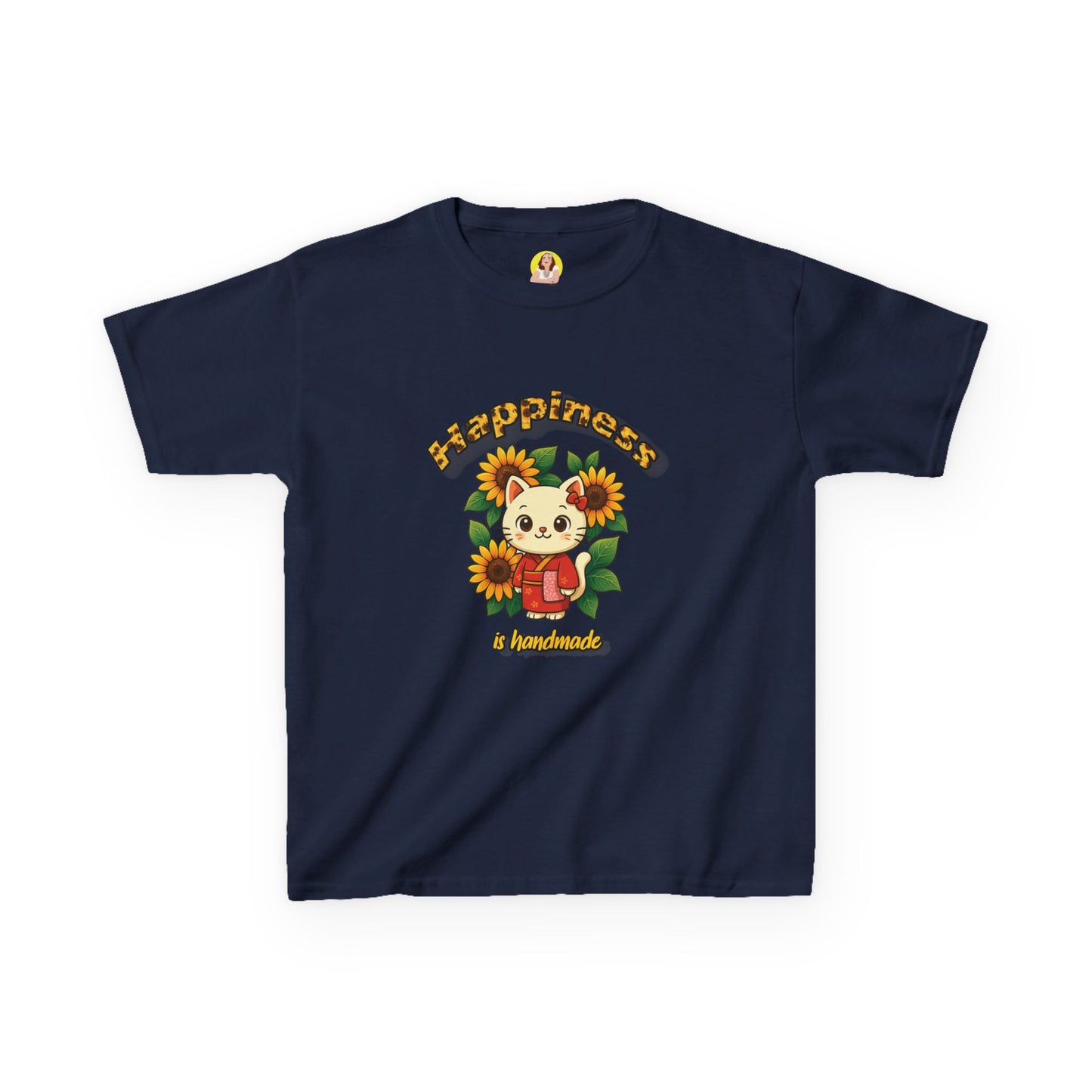 Adorable Cat & Sunflower Kids Tee - Cute Gift, Summer Style, Fun Playwear, Birthday Present, Animal Lover Apparel