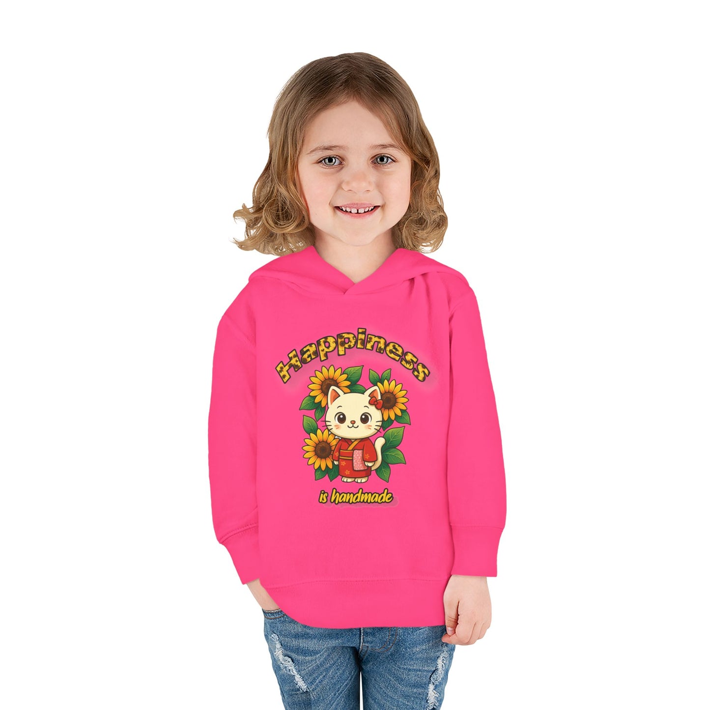 Sunflower Happiness Toddler Hoodie, Cute Kids Pullover, Fleece Sweater, Gift for Toddler, Floral Design Hooded Sweatshirt