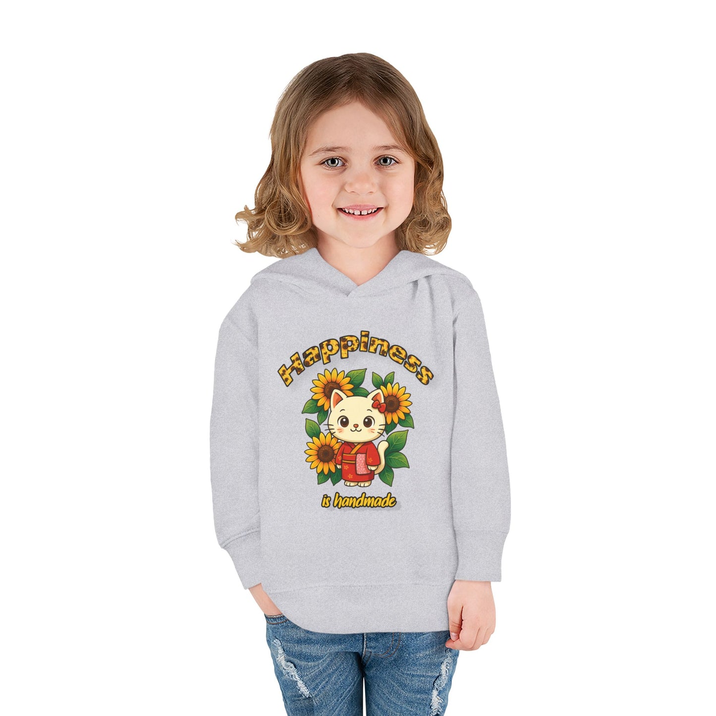 Sunflower Happiness Toddler Hoodie, Cute Kids Pullover, Fleece Sweater, Gift for Toddler, Floral Design Hooded Sweatshirt