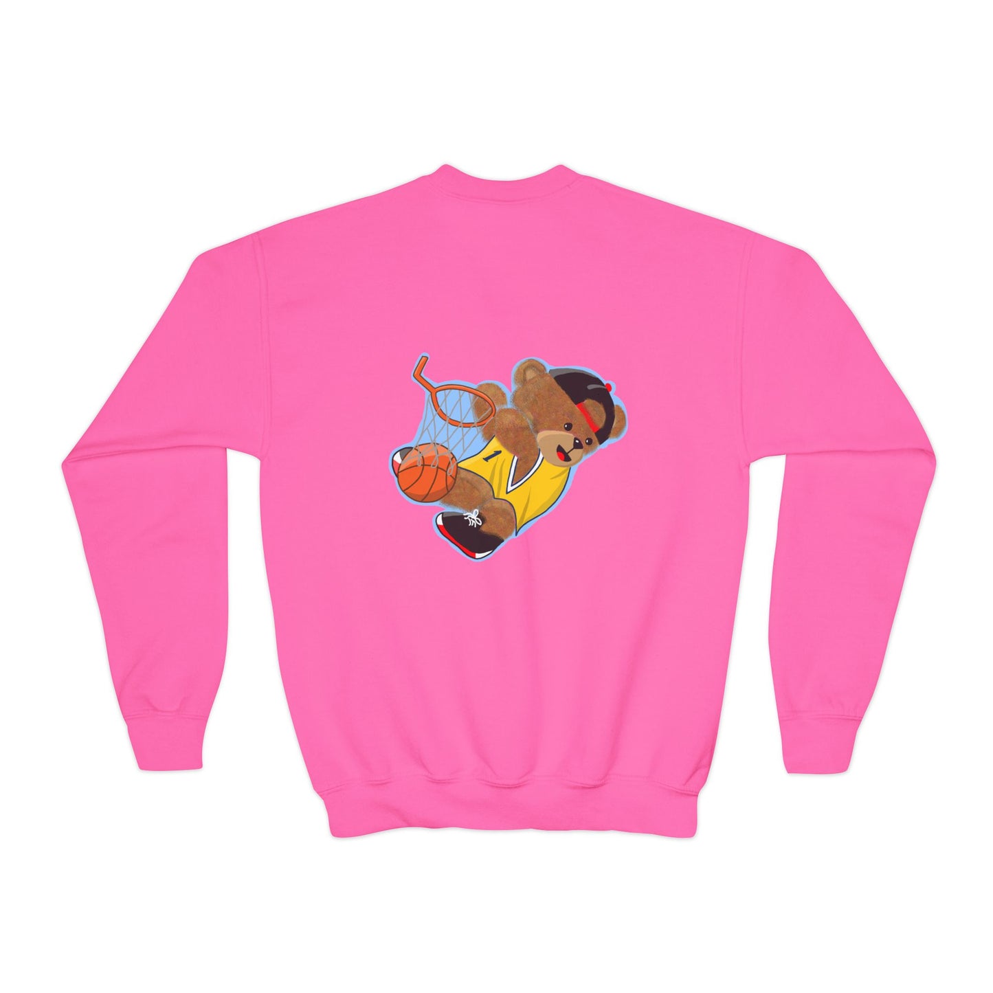 Youth Basketball Bear Sweatshirt - Cozy, Fun Gift for Kids, Perfect for Birthdays, Sports Events, or Casual Wear, Kids Crewneck