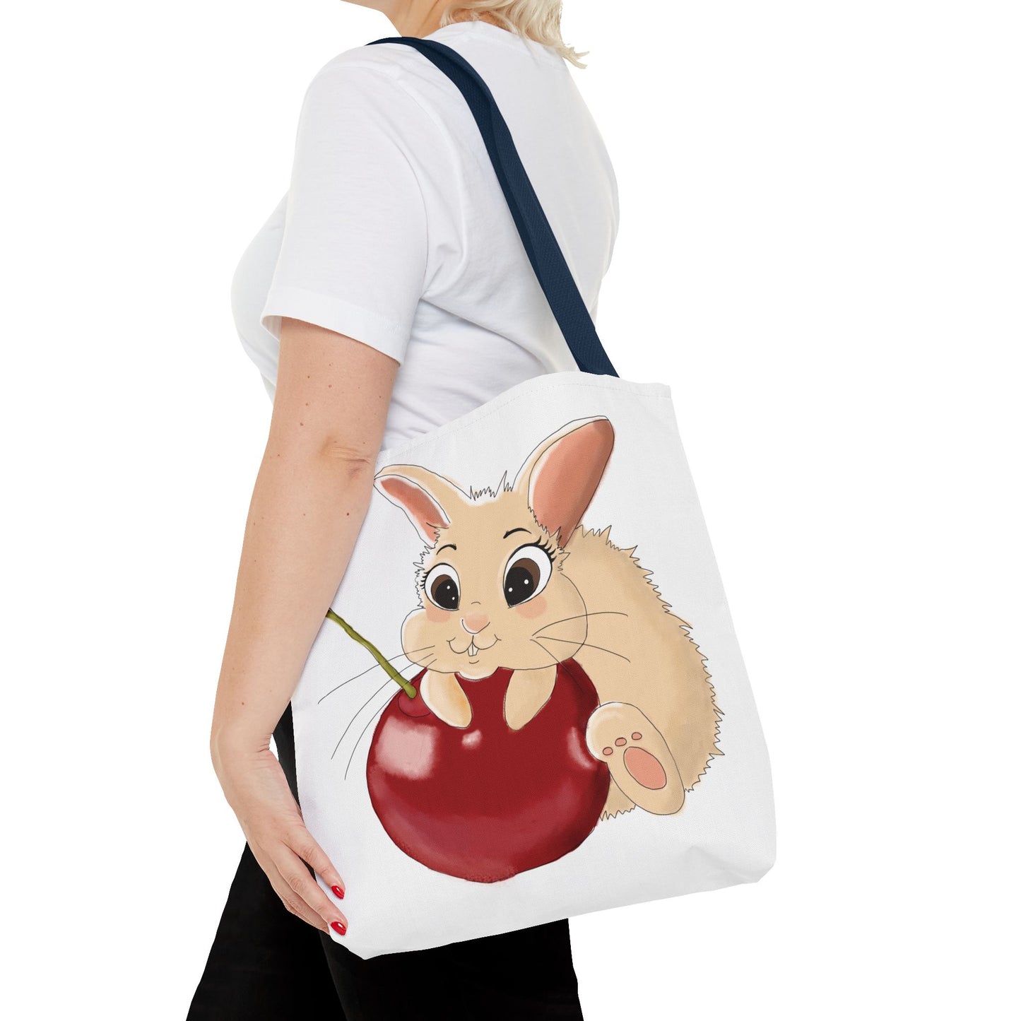 Cute Bunny Cherry Tote Bag - Adorable Animal Design for Animal Lovers