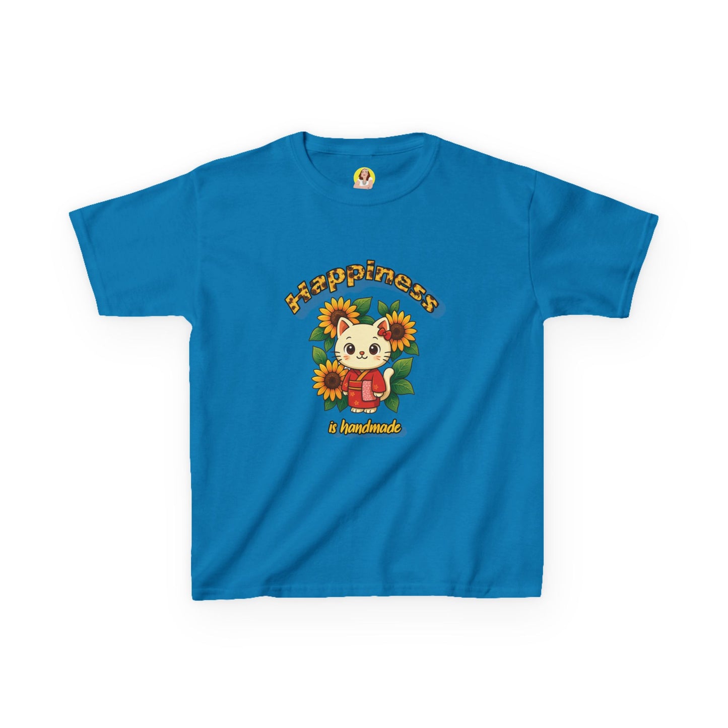 Adorable Cat & Sunflower Kids Tee - Cute Gift, Summer Style, Fun Playwear, Birthday Present, Animal Lover Apparel
