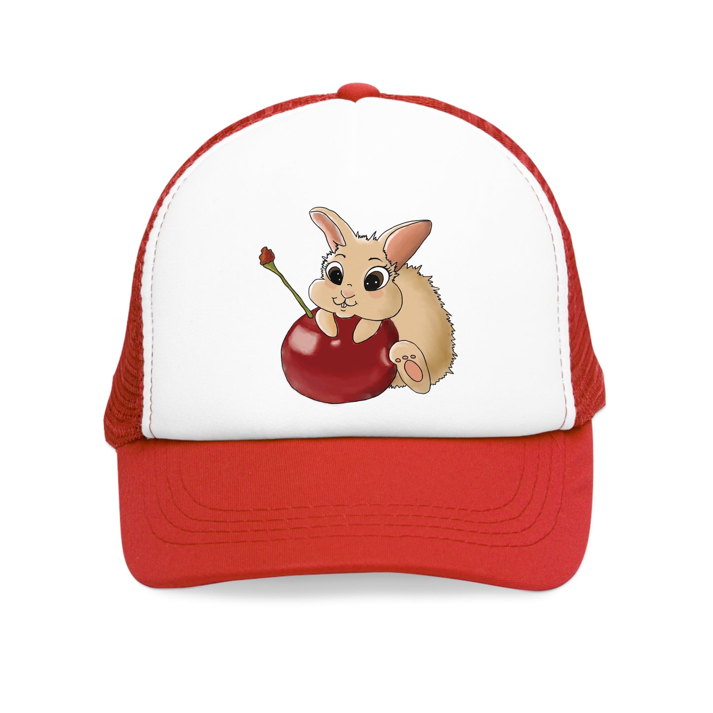 Cute Bunny Mesh Cap with Cherry - Perfect for Kids & Easter Celebrations