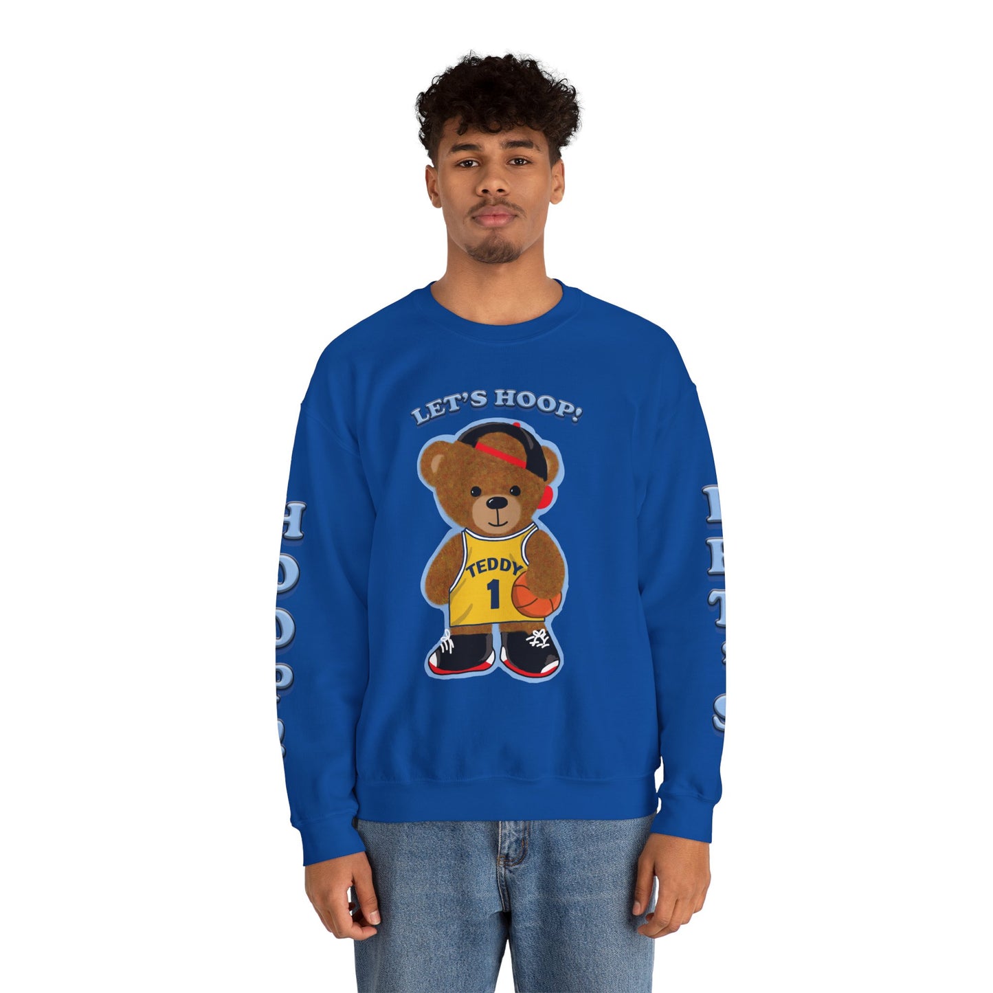 Basketball Teddy Bear Sweatshirt, Cute Athleisure, Kid's Fashion, Sports Gift, Cozy Unisex Crewneck