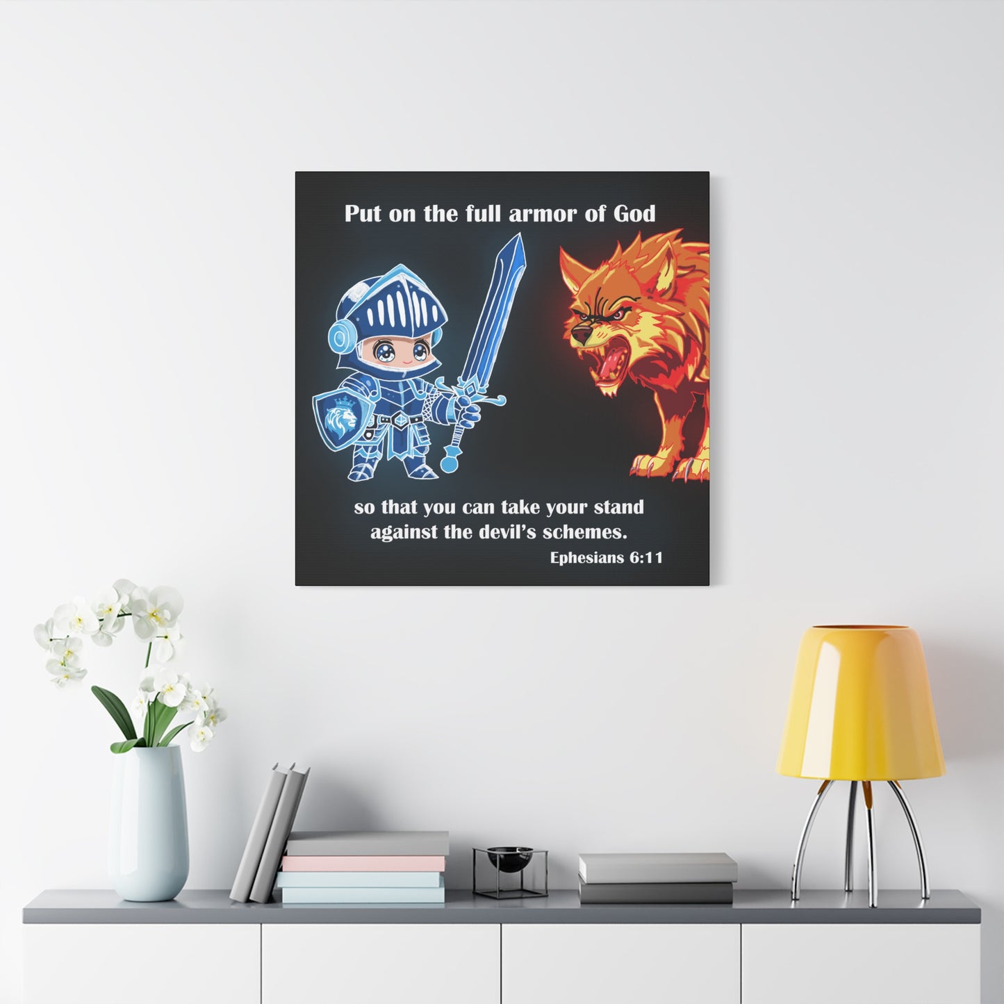 Knight and Wolf Canvas Art, Kid's Room Decor, Motivational Wall Art, Adventure Theme, Gamer Gift