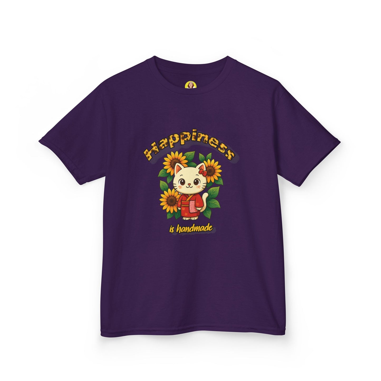 Adorable Cat & Sunflower Kids Tee - Cute Gift, Summer Style, Fun Playwear, Birthday Present, Animal Lover Apparel