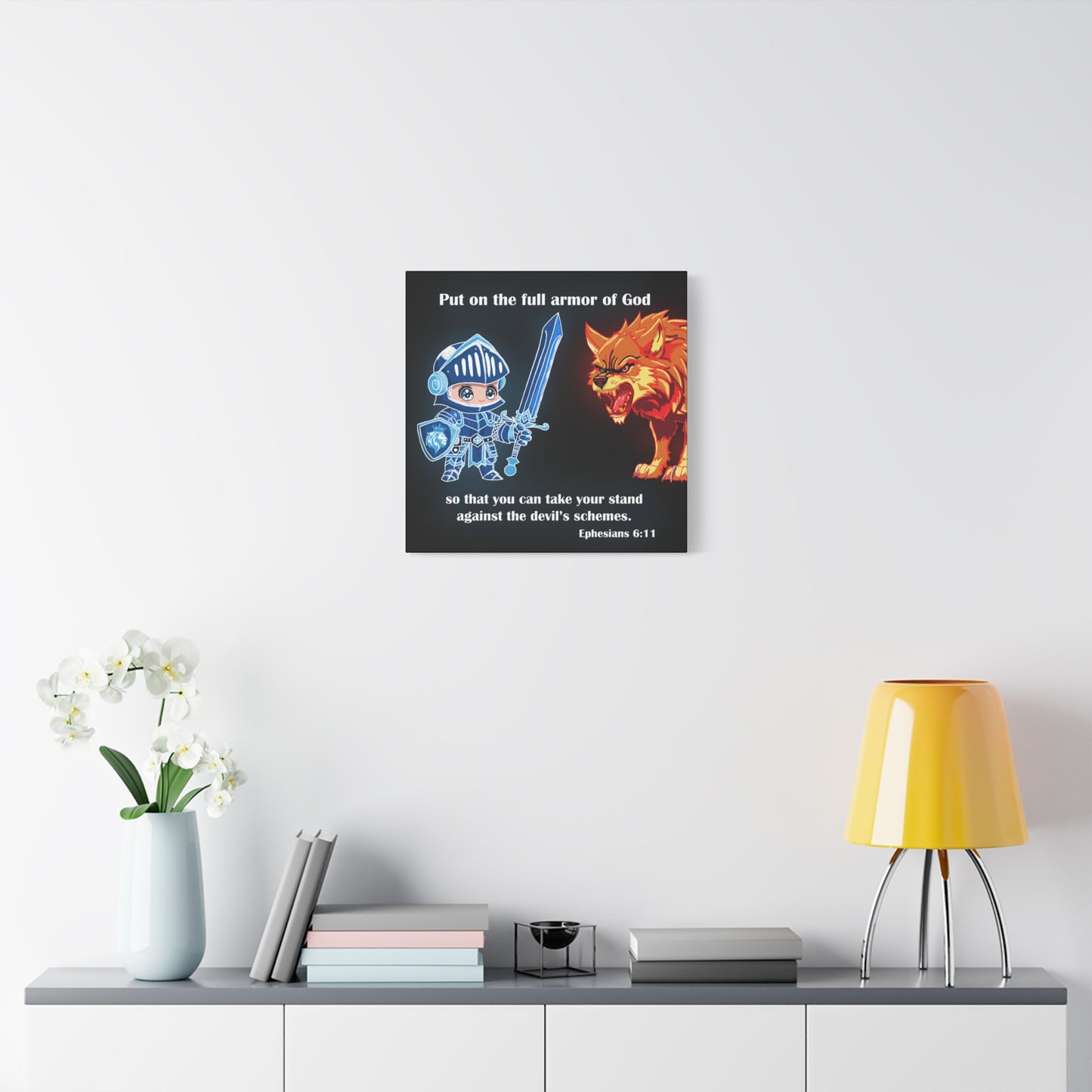 Knight and Wolf Canvas Art, Kid's Room Decor, Motivational Wall Art, Adventure Theme, Gamer Gift