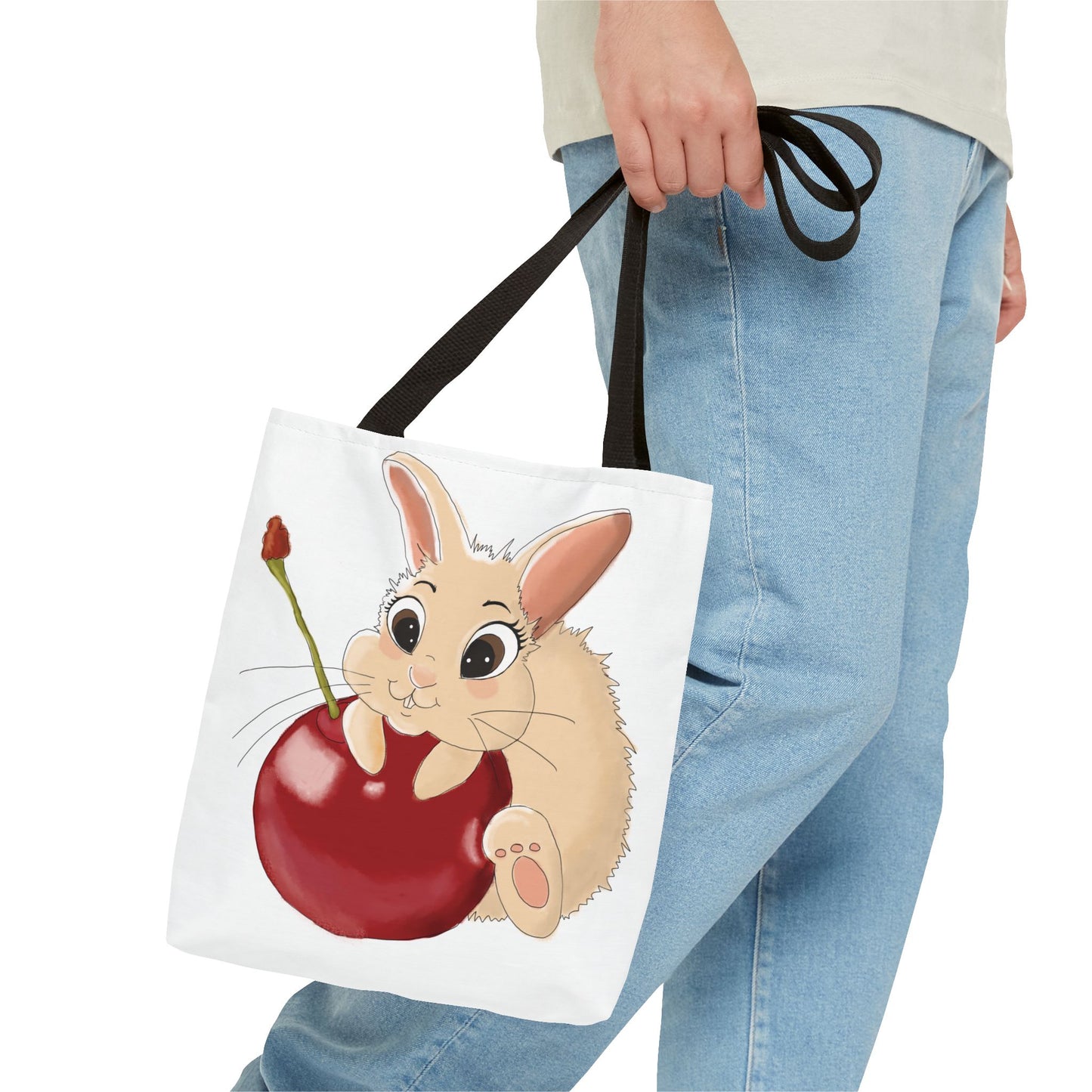 Cute Bunny Cherry Tote Bag - Adorable Animal Design for Animal Lovers