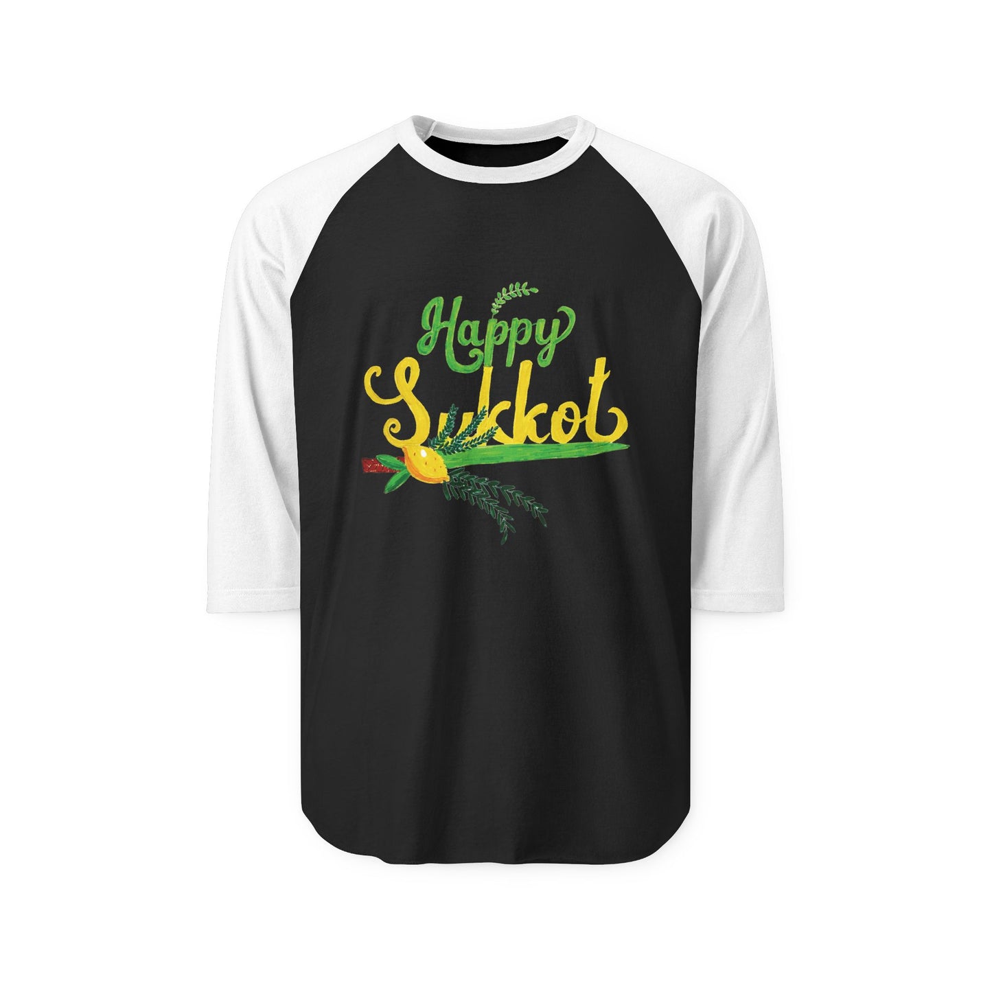 Happy Sukkot Raglan Shirt, Unisex Festive Tee, Fall Celebration Shirt, Jewish Holiday Apparel, Unique Gift for Sukkot
