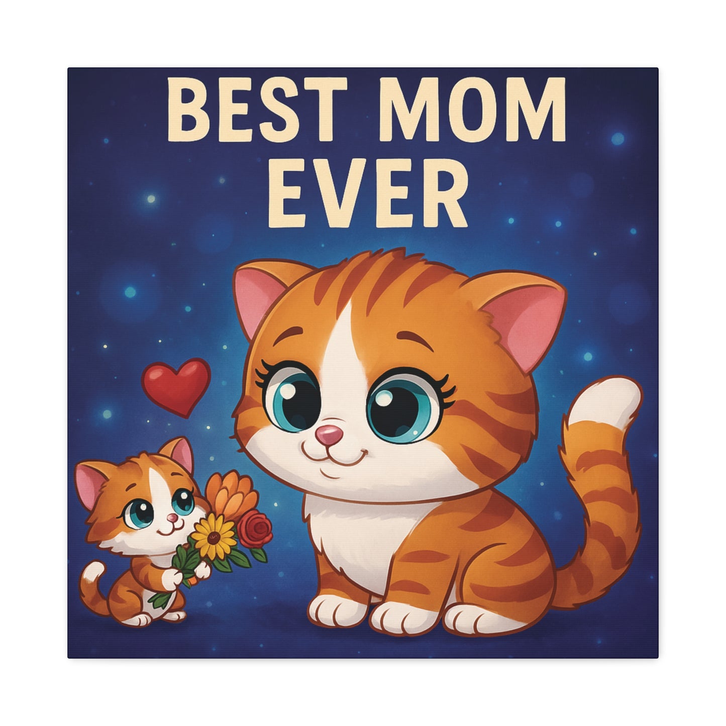 Canvas Print - Cute Cat Retro Design, Perfect Gift for Mom
