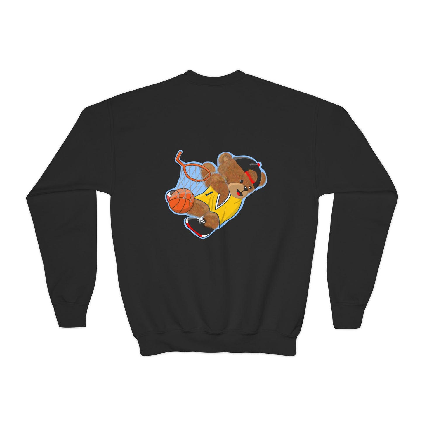 Youth Basketball Bear Sweatshirt - Cozy, Fun Gift for Kids, Perfect for Birthdays, Sports Events, or Casual Wear, Kids Crewneck