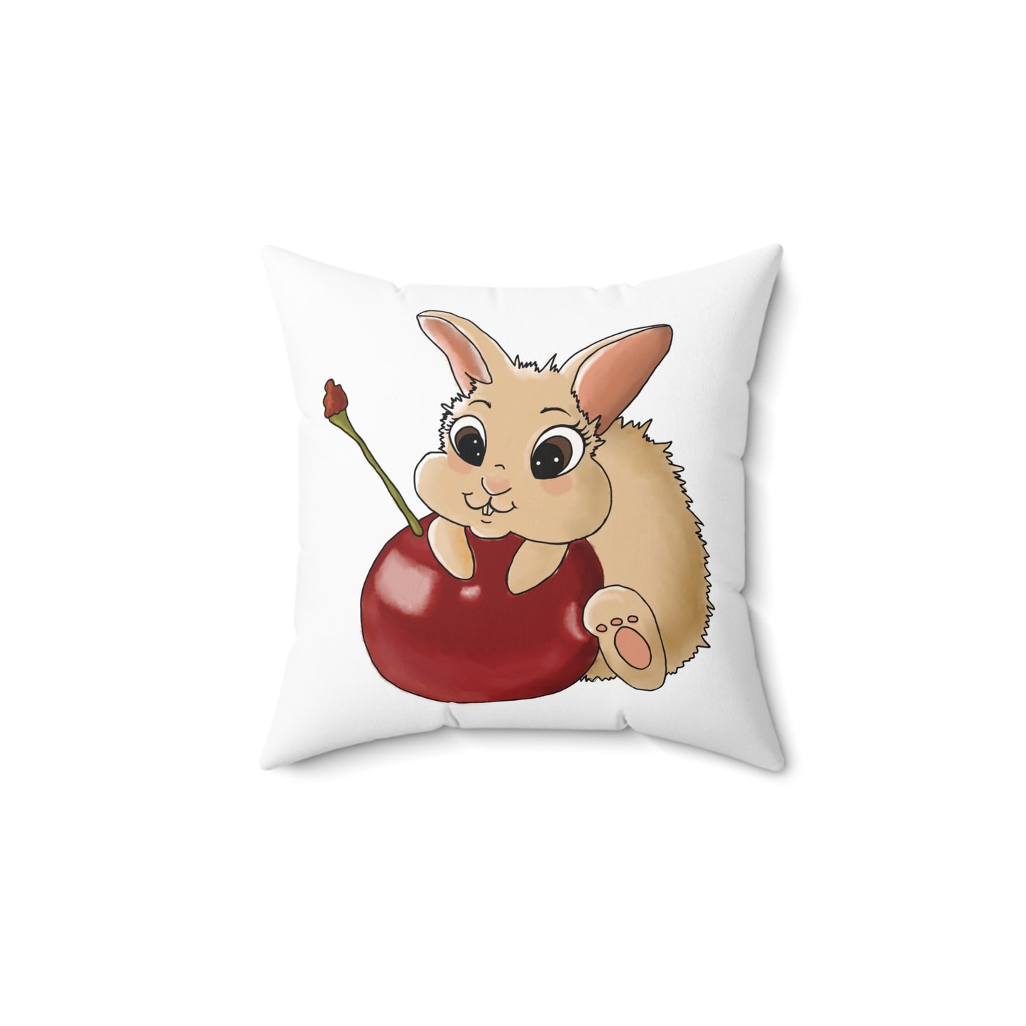 Cute Bunny Cherry Throw Pillow – Adorable Home Decor for Animal Lovers