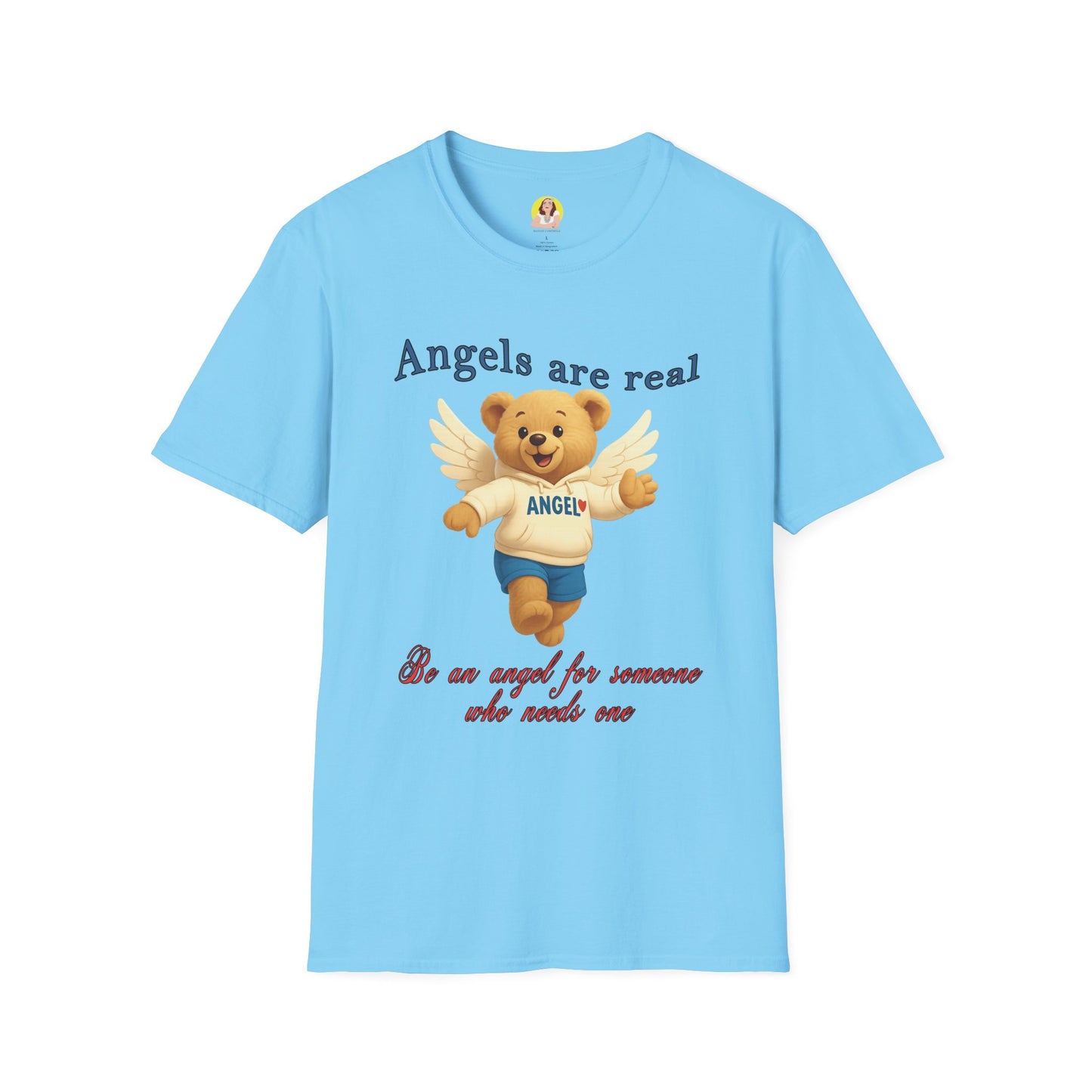Angel Themed Unisex Softstyle T-Shirt, Cute Gift for Friends, Inspirational Tee, Birthday Gift, Comfort Wear