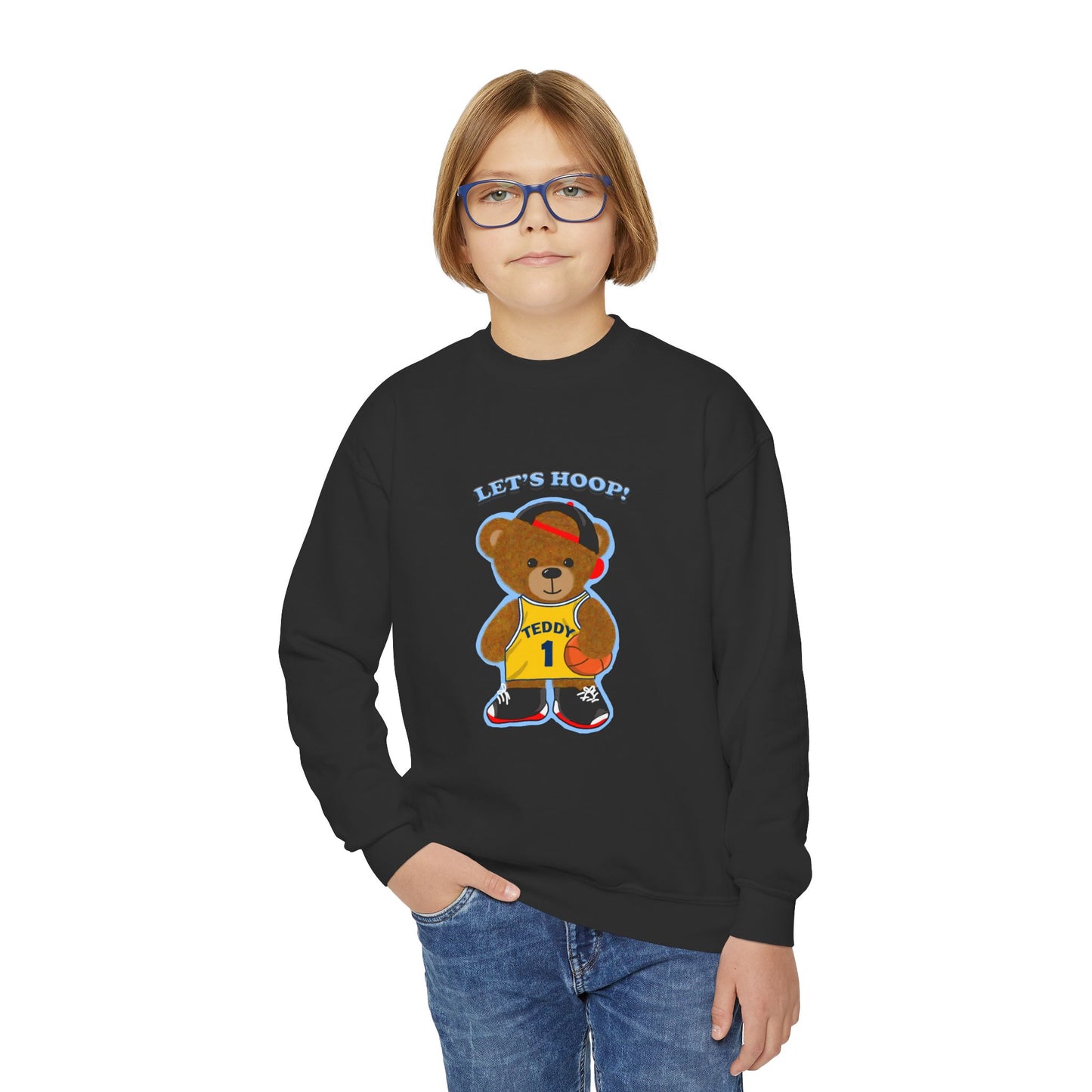 Youth Basketball Bear Sweatshirt - Cozy, Fun Gift for Kids, Perfect for Birthdays, Sports Events, or Casual Wear, Kids Crewneck