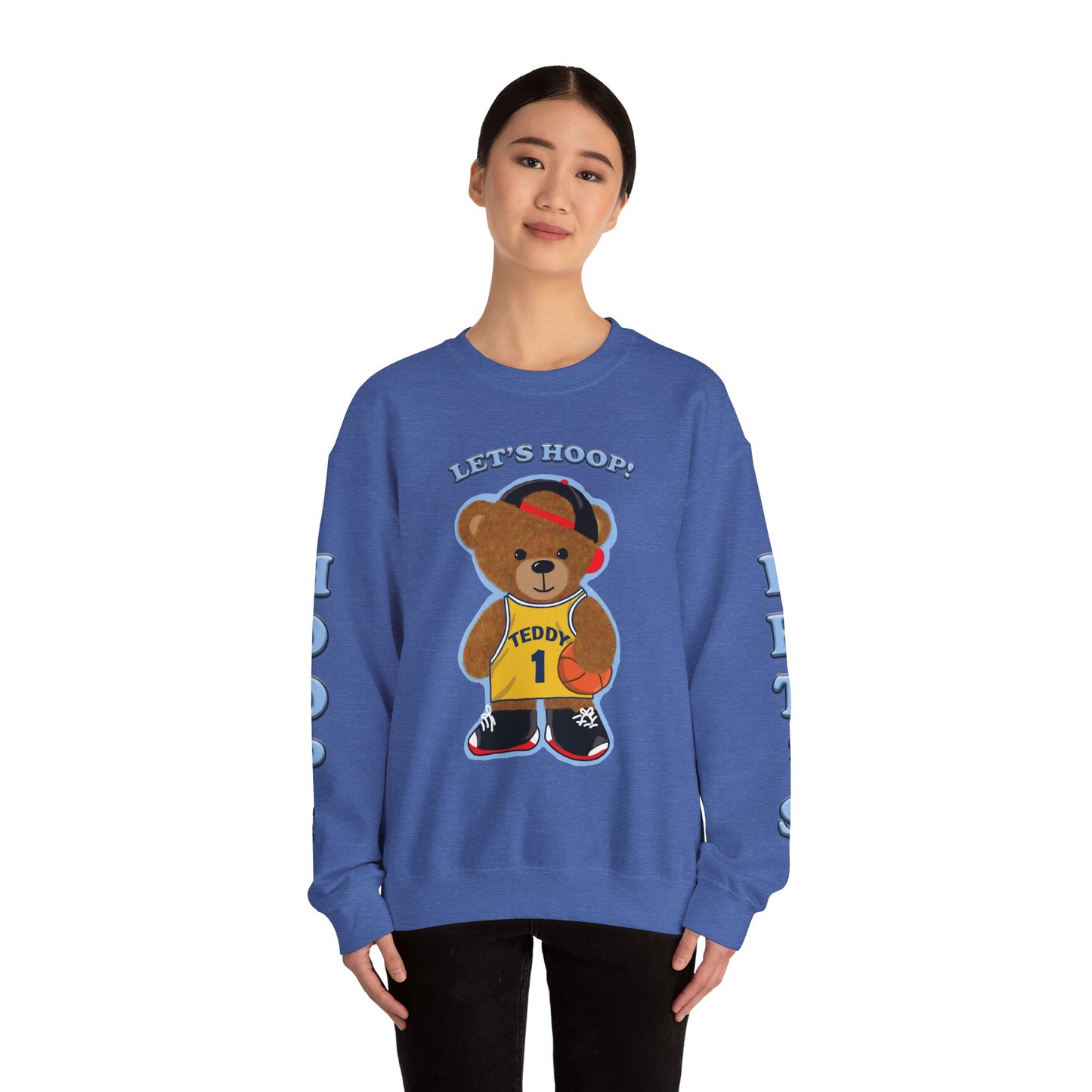 Basketball Teddy Bear Sweatshirt, Cute Athleisure, Kid's Fashion, Sports Gift, Cozy Unisex Crewneck