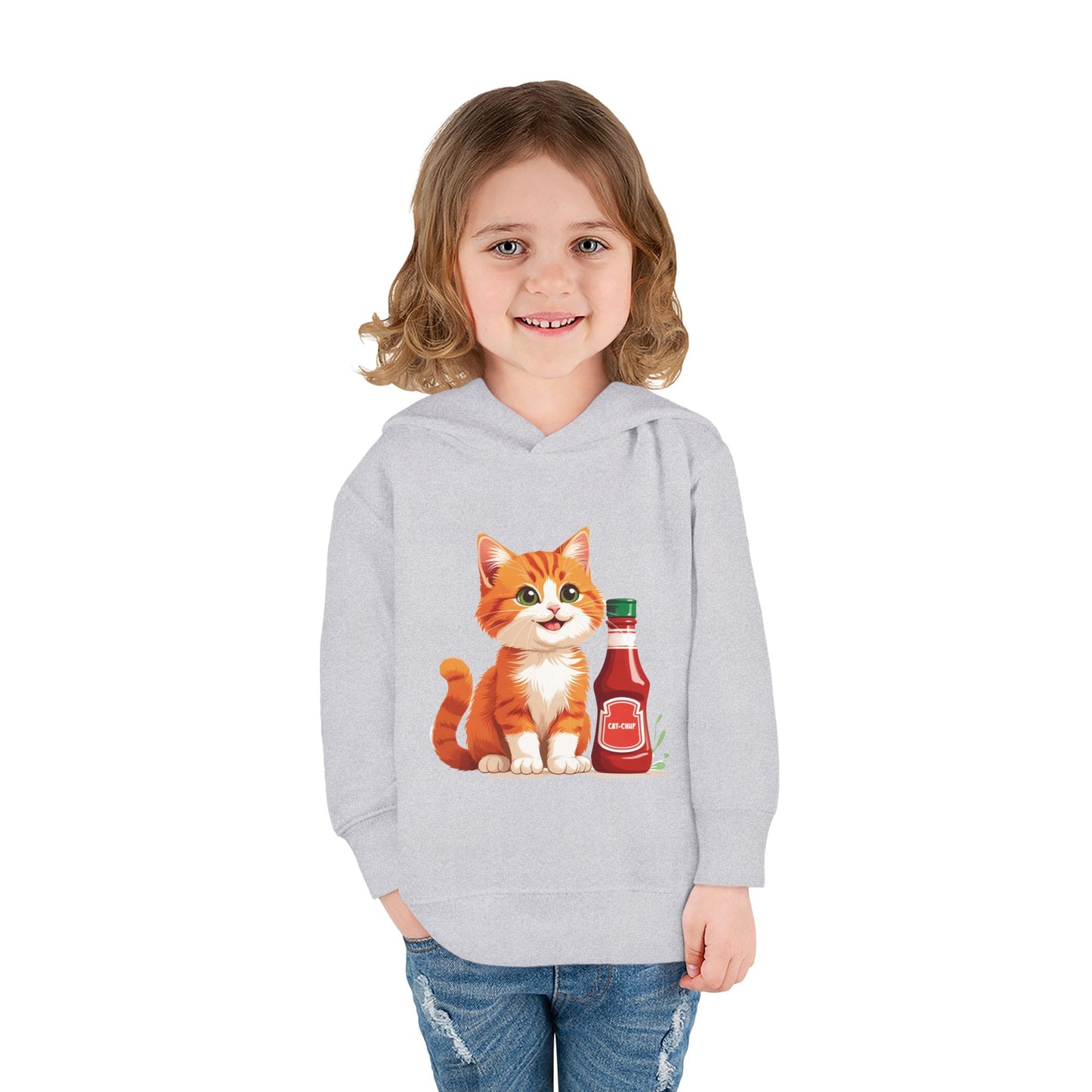 Cute Cat Fleece Toddler Hoodie, Cozy Kid's Apparel, Perfect for Gift, Winter Wear, Cat Lover's Sweatshirt