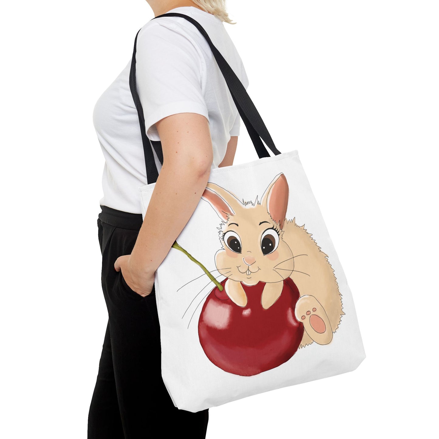 Cute Bunny Cherry Tote Bag - Adorable Animal Design for Animal Lovers