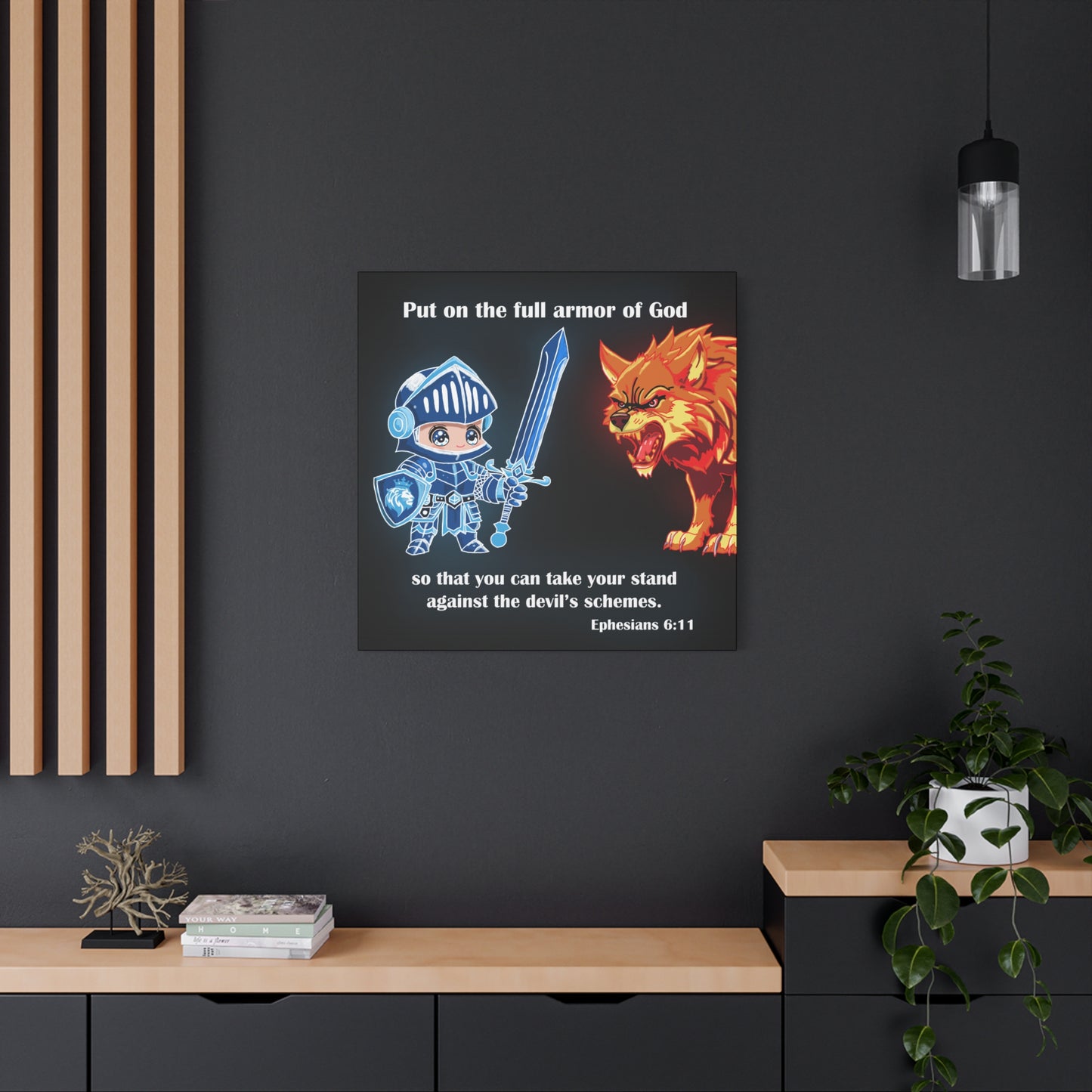 Knight and Wolf Canvas Art, Kid's Room Decor, Motivational Wall Art, Adventure Theme, Gamer Gift