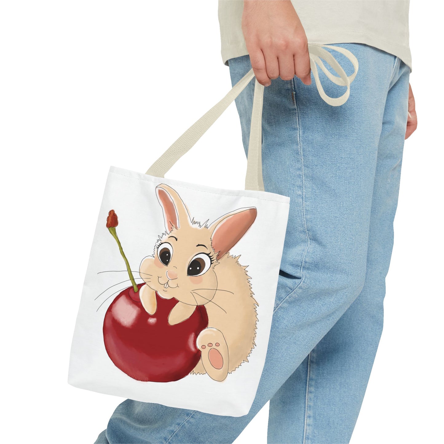 Cute Bunny Cherry Tote Bag - Adorable Animal Design for Animal Lovers