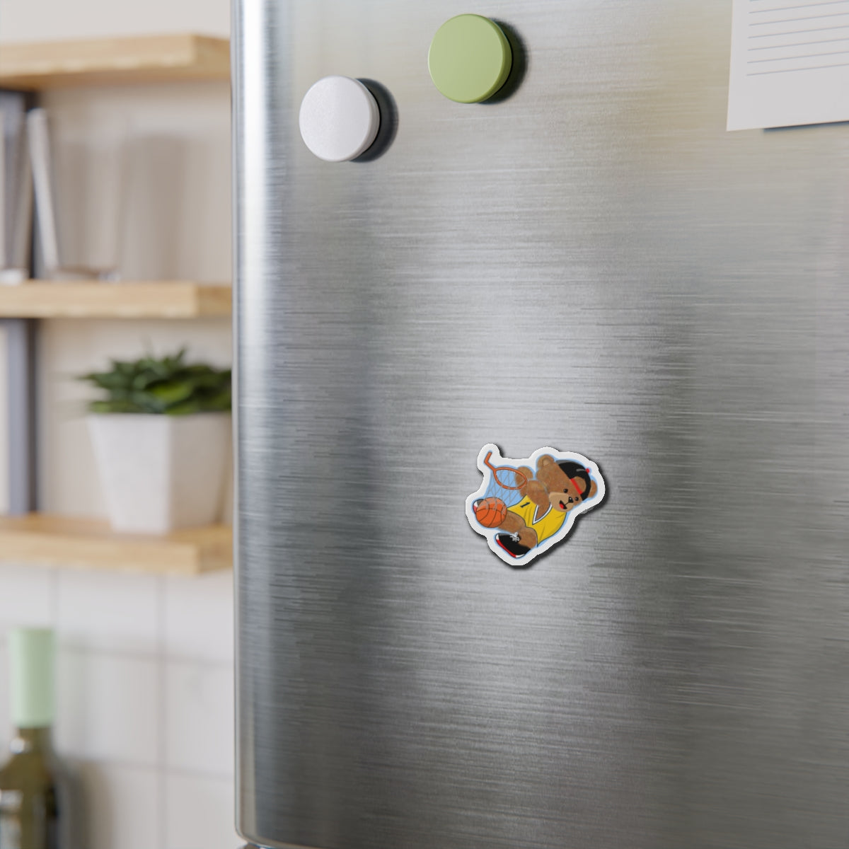 Basketball Bear Die-Cut Magnets | Cute Sports Decor, Fun Fridge Magnets, Gift for Kids, Basketball Fan Gift, Sports Party Decoration