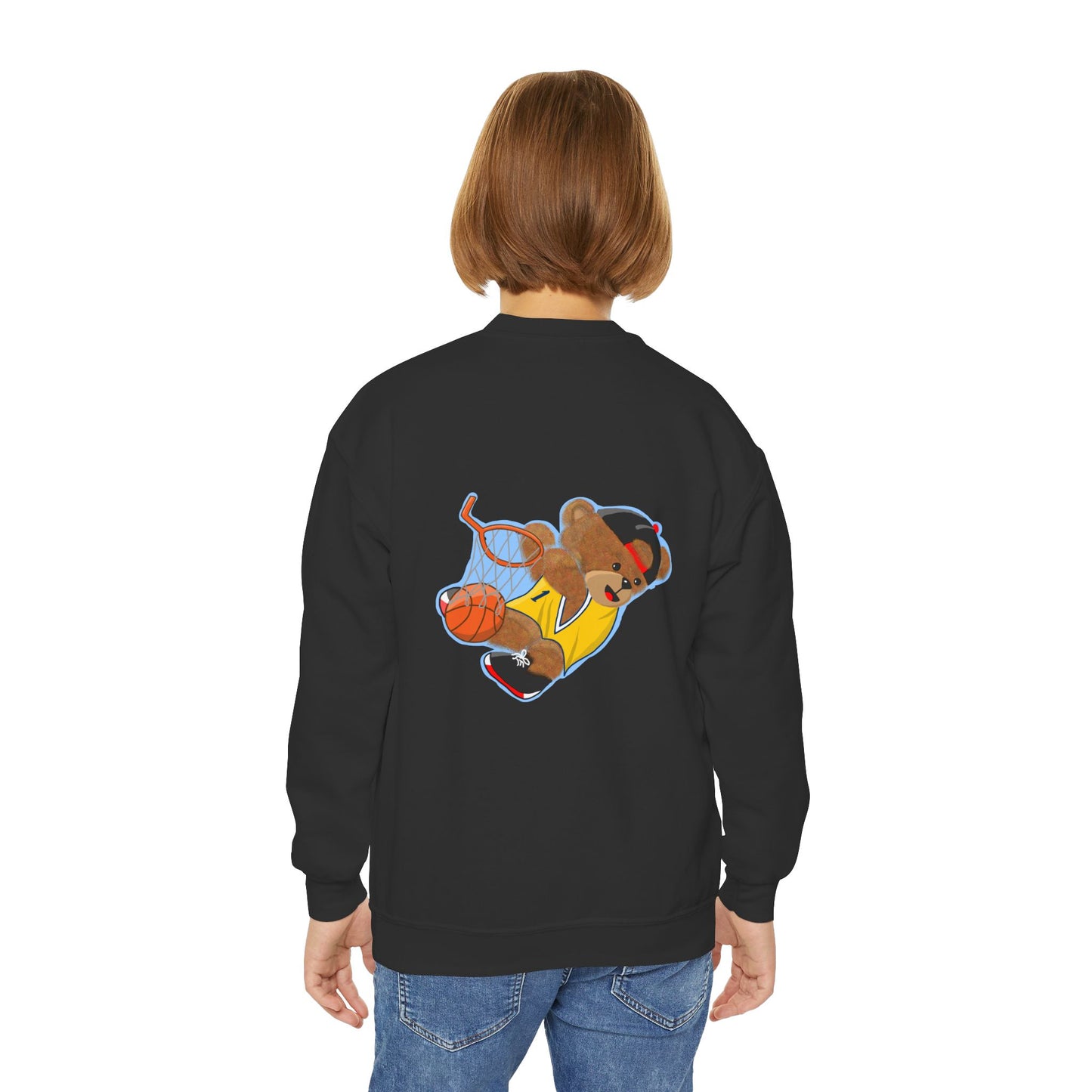 Youth Basketball Bear Sweatshirt - Cozy, Fun Gift for Kids, Perfect for Birthdays, Sports Events, or Casual Wear, Kids Crewneck