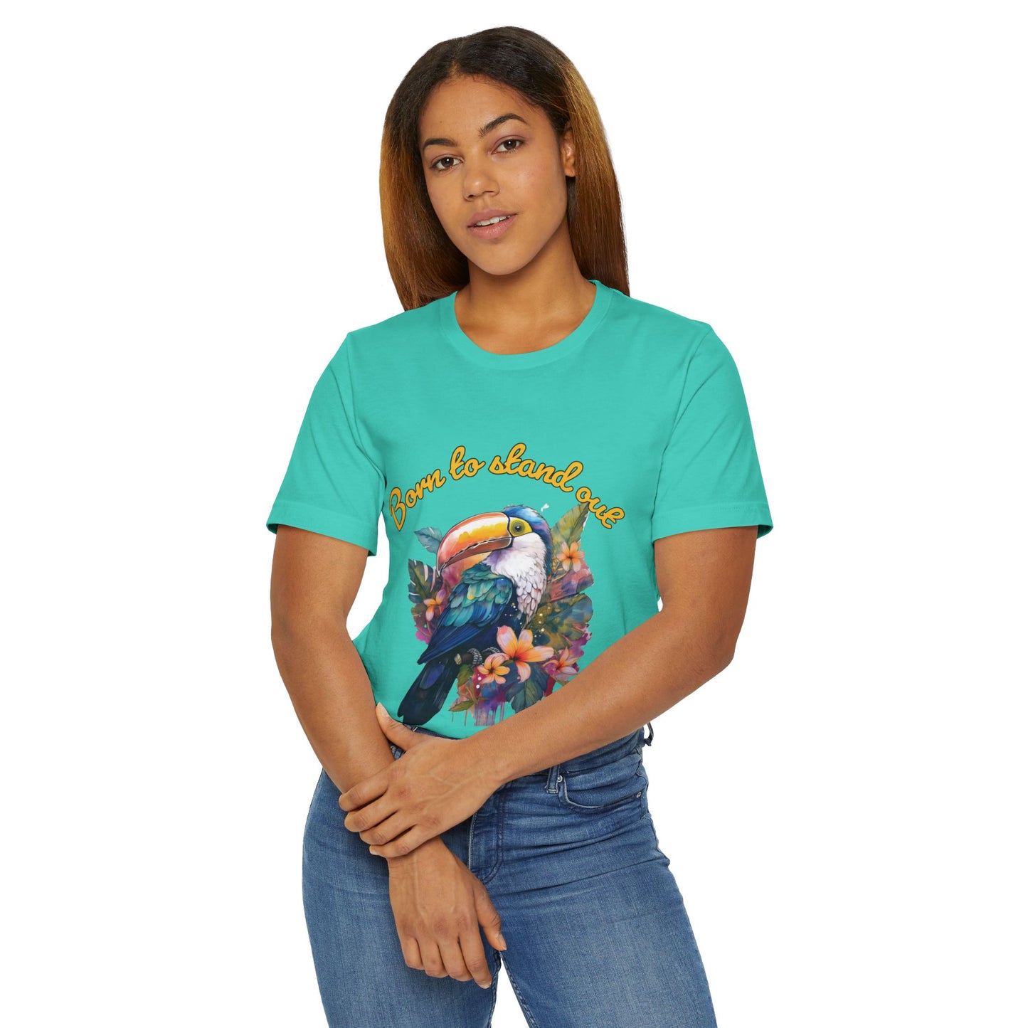 Vibrant Tropical T-Shirt: Born to Stand Out, Summer Style, Gender-Neutral, Gift for Nature Lovers, Eco-Friendly Tee