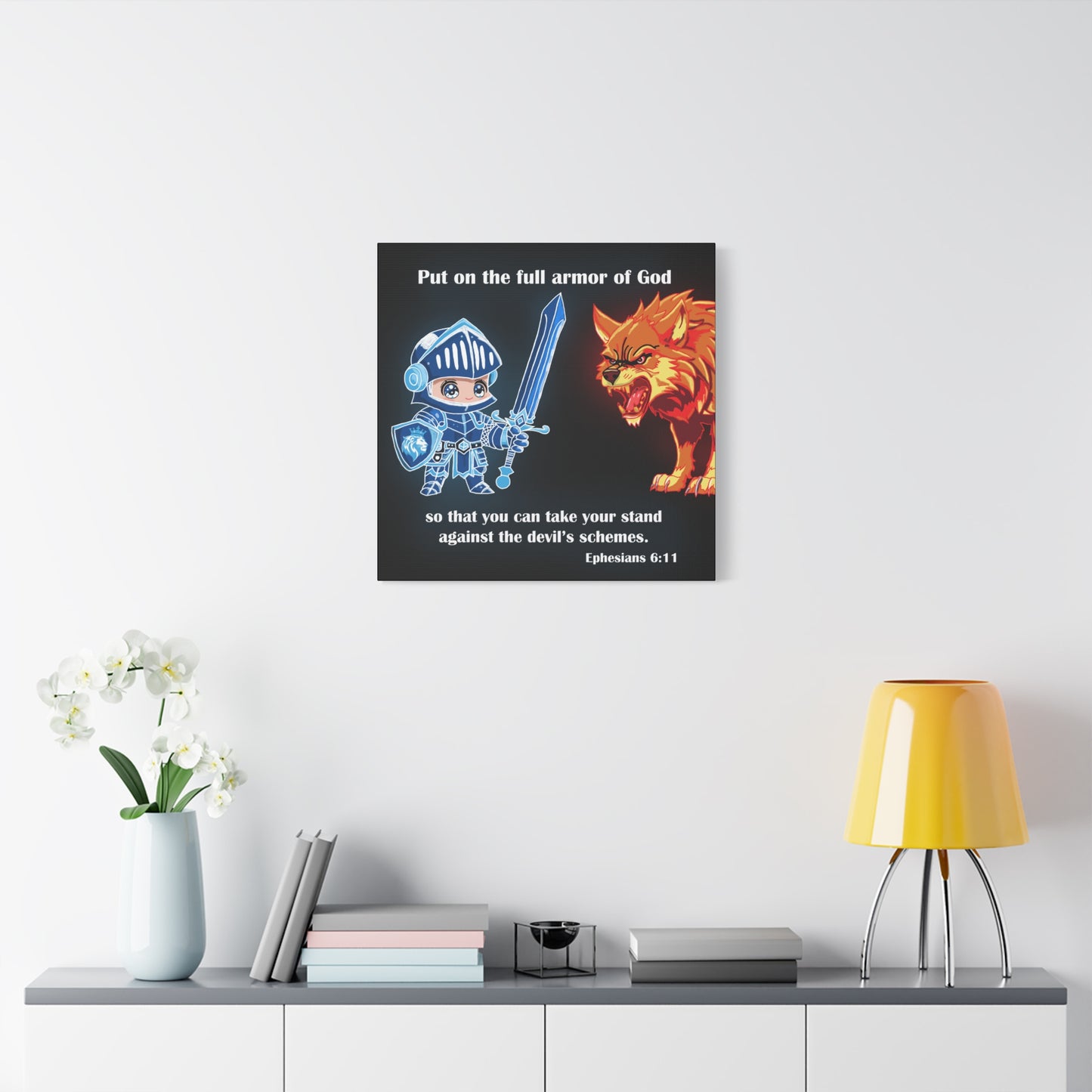 Knight and Wolf Canvas Art, Kid's Room Decor, Motivational Wall Art, Adventure Theme, Gamer Gift