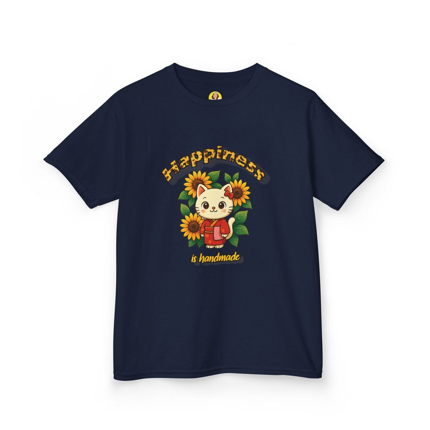 Adorable Cat & Sunflower Kids Tee - Cute Gift, Summer Style, Fun Playwear, Birthday Present, Animal Lover Apparel