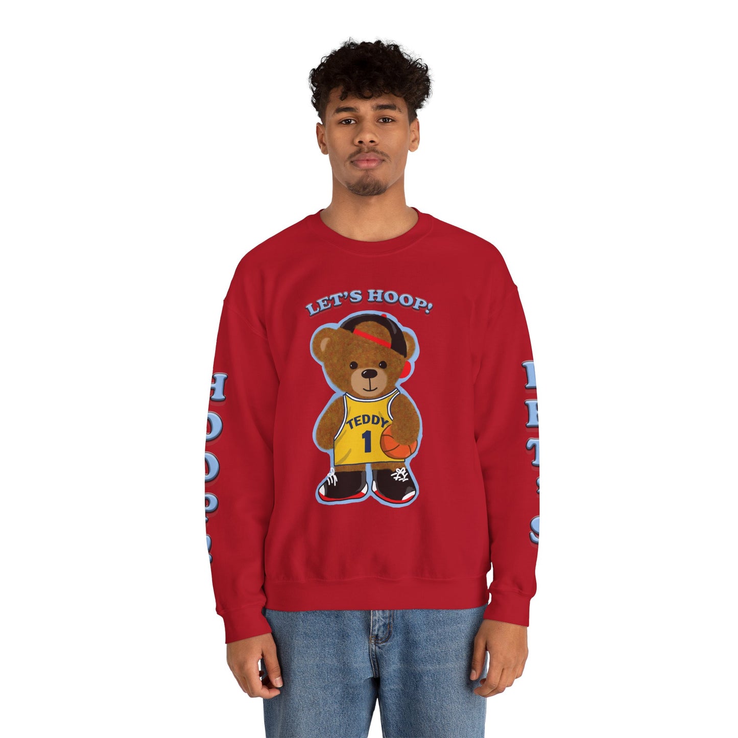 Basketball Teddy Bear Sweatshirt, Cute Athleisure, Kid's Fashion, Sports Gift, Cozy Unisex Crewneck