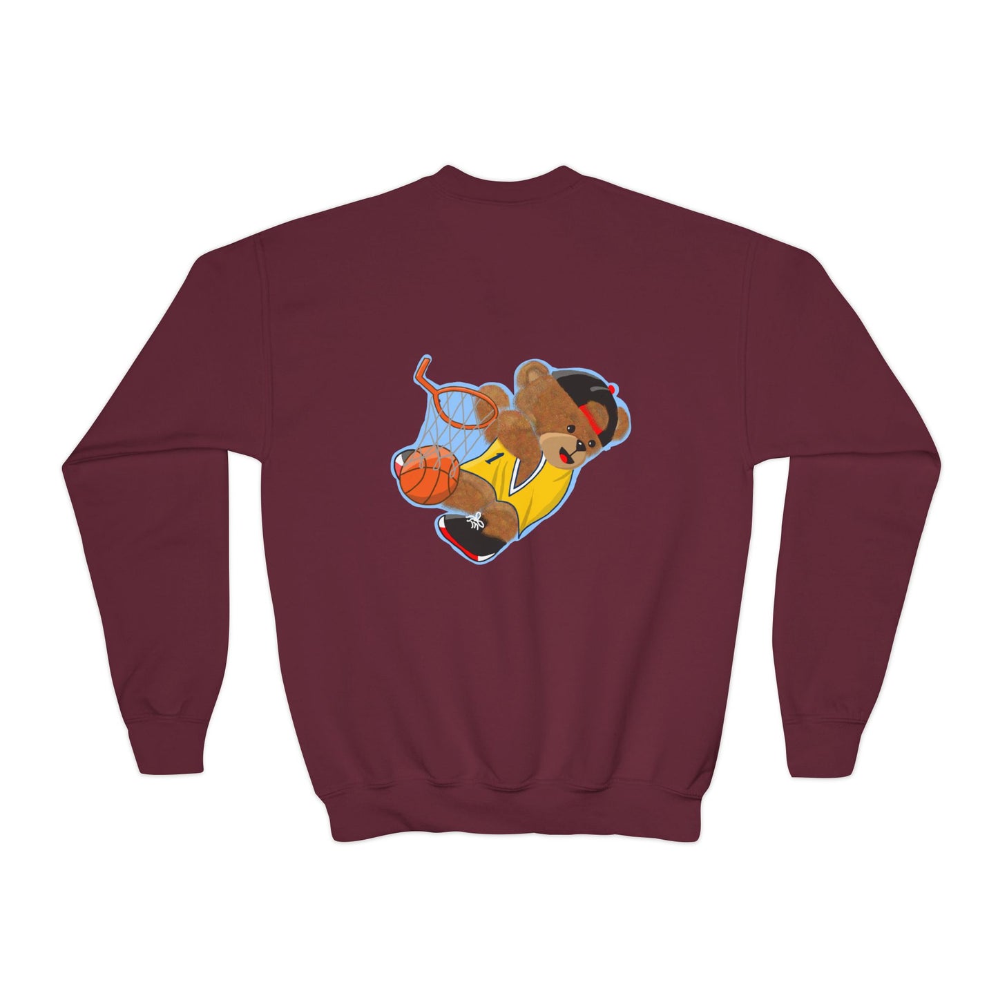 Youth Basketball Bear Sweatshirt - Cozy, Fun Gift for Kids, Perfect for Birthdays, Sports Events, or Casual Wear, Kids Crewneck
