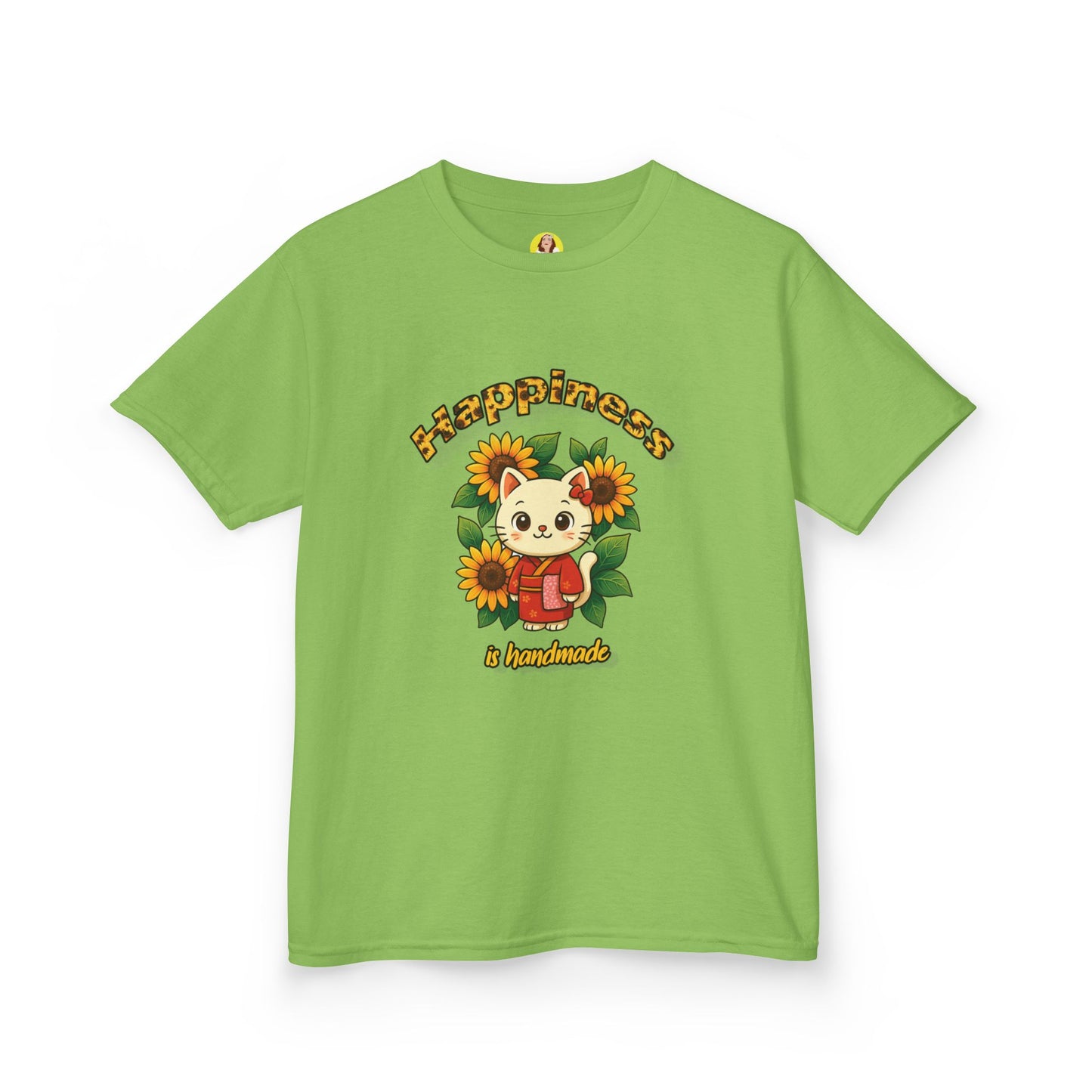 Adorable Cat & Sunflower Kids Tee - Cute Gift, Summer Style, Fun Playwear, Birthday Present, Animal Lover Apparel
