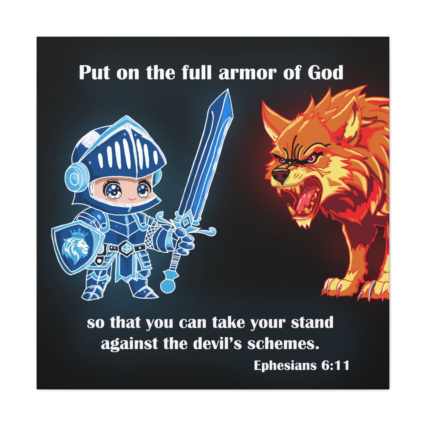 Knight and Wolf Canvas Art, Kid's Room Decor, Motivational Wall Art, Adventure Theme, Gamer Gift