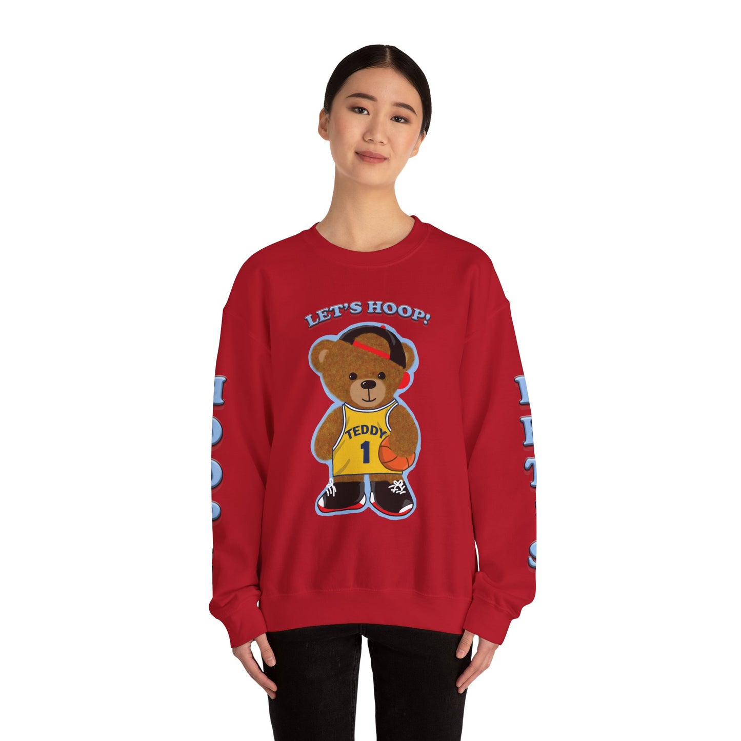 Basketball Teddy Bear Sweatshirt, Cute Athleisure, Kid's Fashion, Sports Gift, Cozy Unisex Crewneck