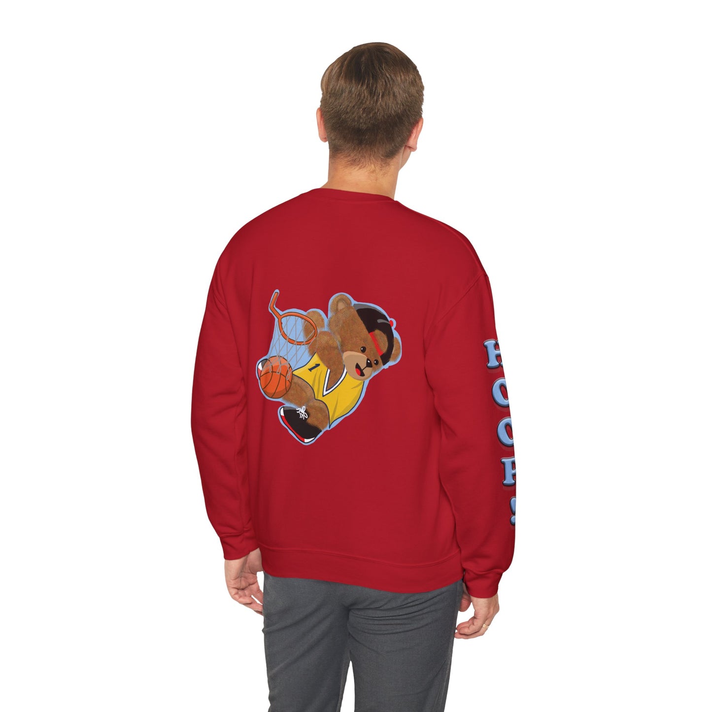 Basketball Teddy Bear Sweatshirt, Cute Athleisure, Kid's Fashion, Sports Gift, Cozy Unisex Crewneck