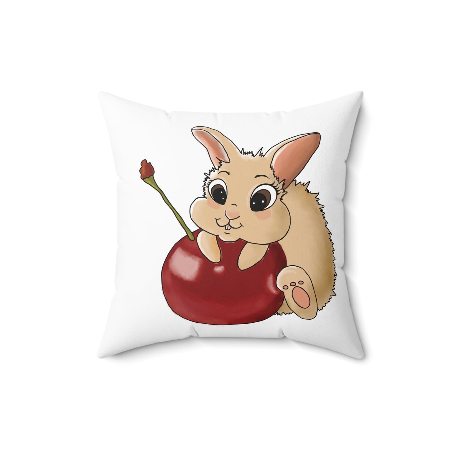Cute Bunny Cherry Throw Pillow – Adorable Home Decor for Animal Lovers