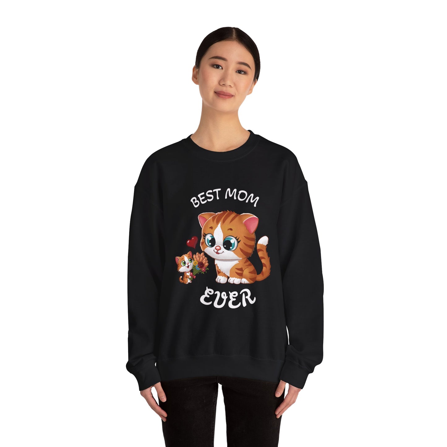 Best Mom Ever Cat Sweatshirt | Cozy Unisex Heavy Blend™ Crewneck