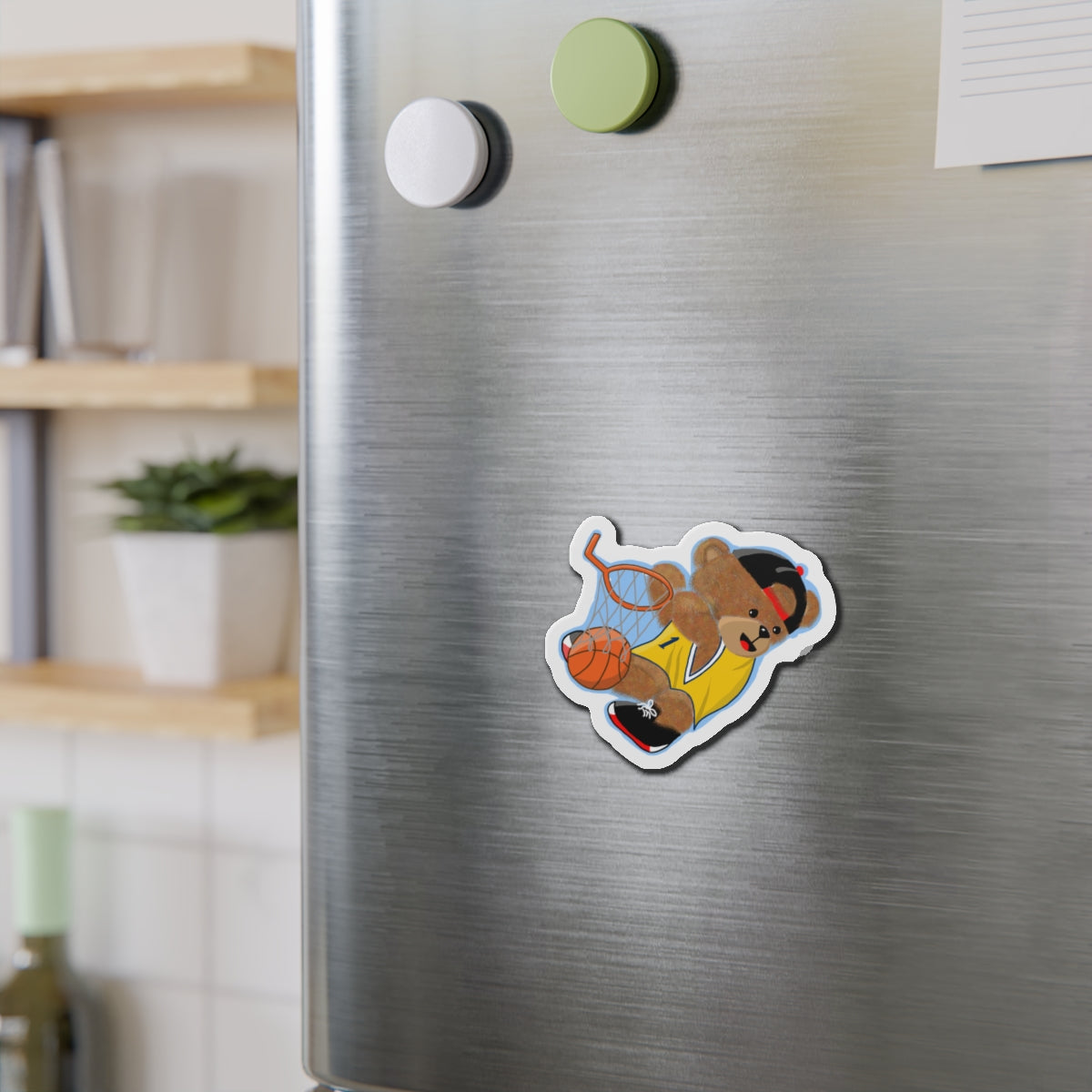 Basketball Bear Die-Cut Magnets | Cute Sports Decor, Fun Fridge Magnets, Gift for Kids, Basketball Fan Gift, Sports Party Decoration