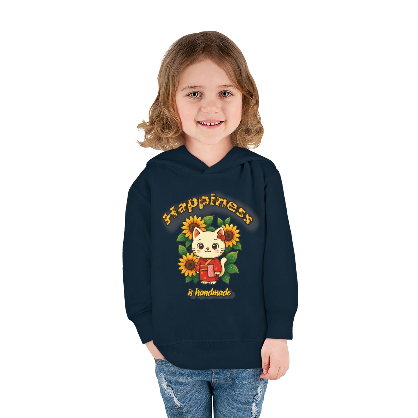 Sunflower Happiness Toddler Hoodie, Cute Kids Pullover, Fleece Sweater, Gift for Toddler, Floral Design Hooded Sweatshirt