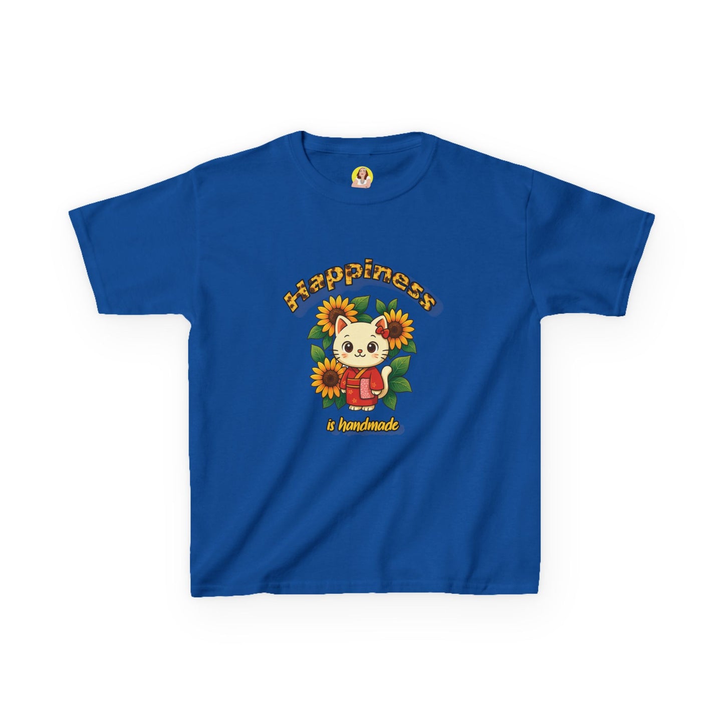 Adorable Cat & Sunflower Kids Tee - Cute Gift, Summer Style, Fun Playwear, Birthday Present, Animal Lover Apparel