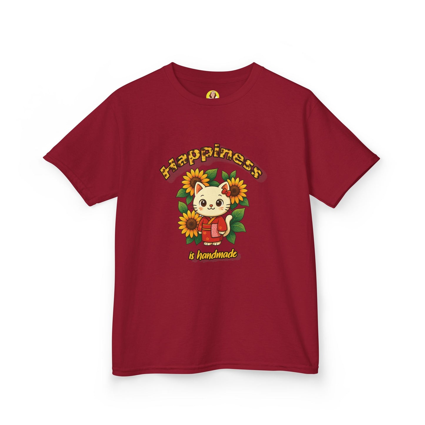 Adorable Cat & Sunflower Kids Tee - Cute Gift, Summer Style, Fun Playwear, Birthday Present, Animal Lover Apparel