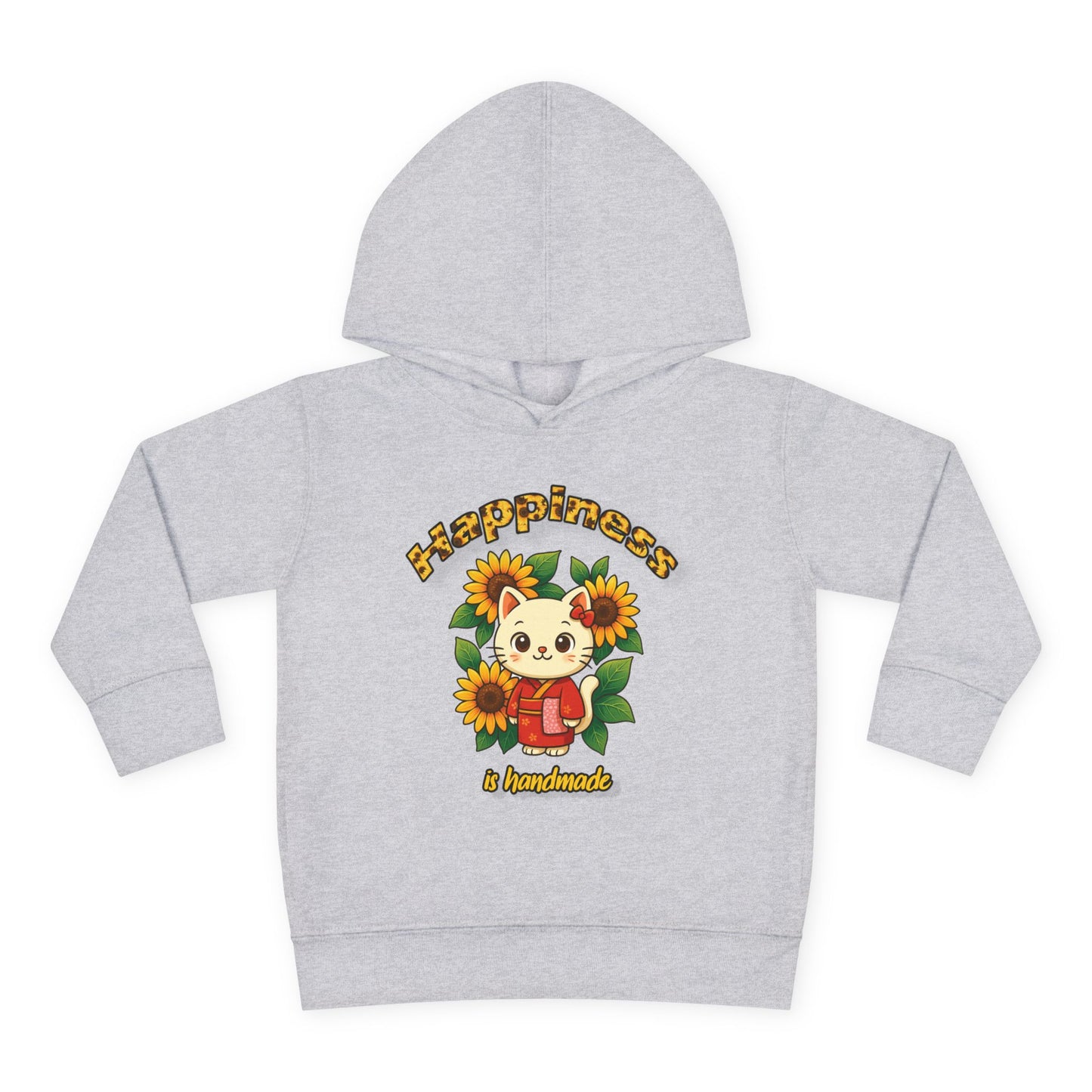 Sunflower Happiness Toddler Hoodie, Cute Kids Pullover, Fleece Sweater, Gift for Toddler, Floral Design Hooded Sweatshirt