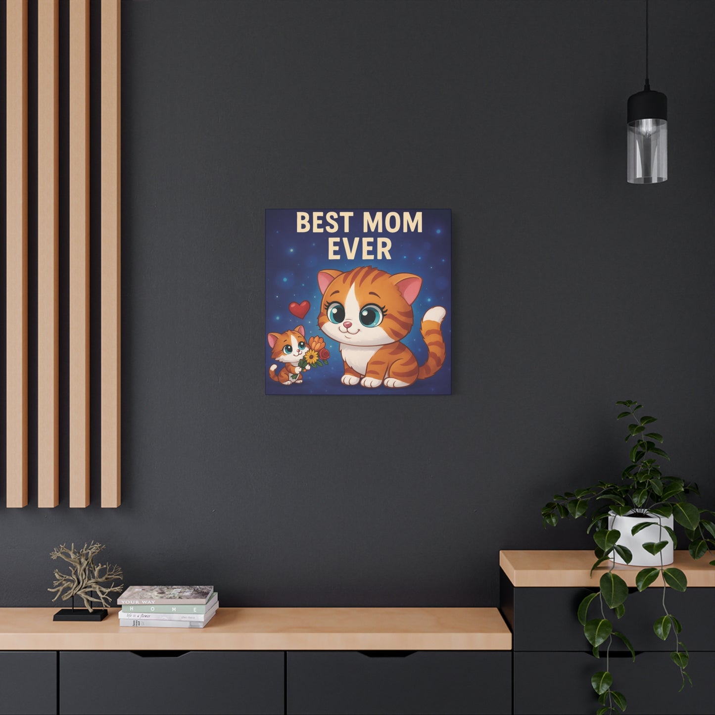 Canvas Print - Cute Cat Retro Design, Perfect Gift for Mom