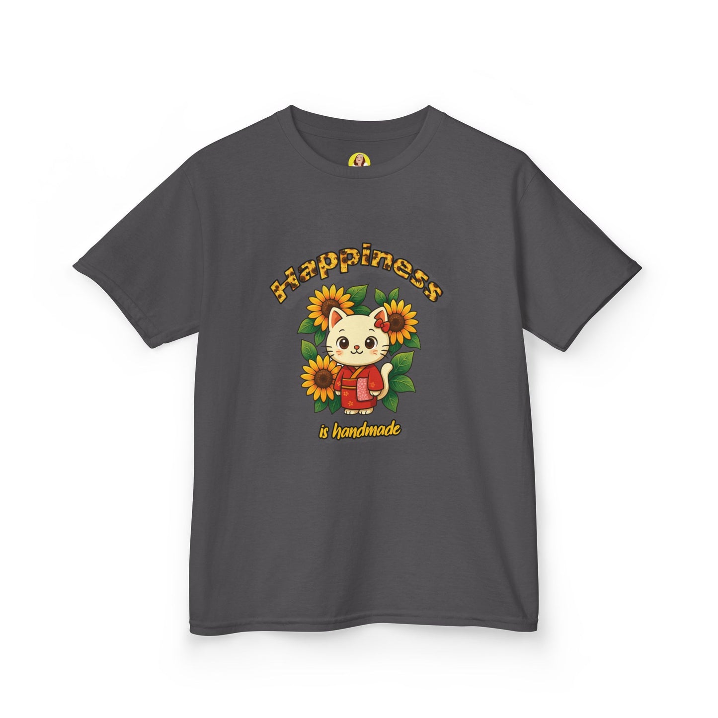 Adorable Cat & Sunflower Kids Tee - Cute Gift, Summer Style, Fun Playwear, Birthday Present, Animal Lover Apparel