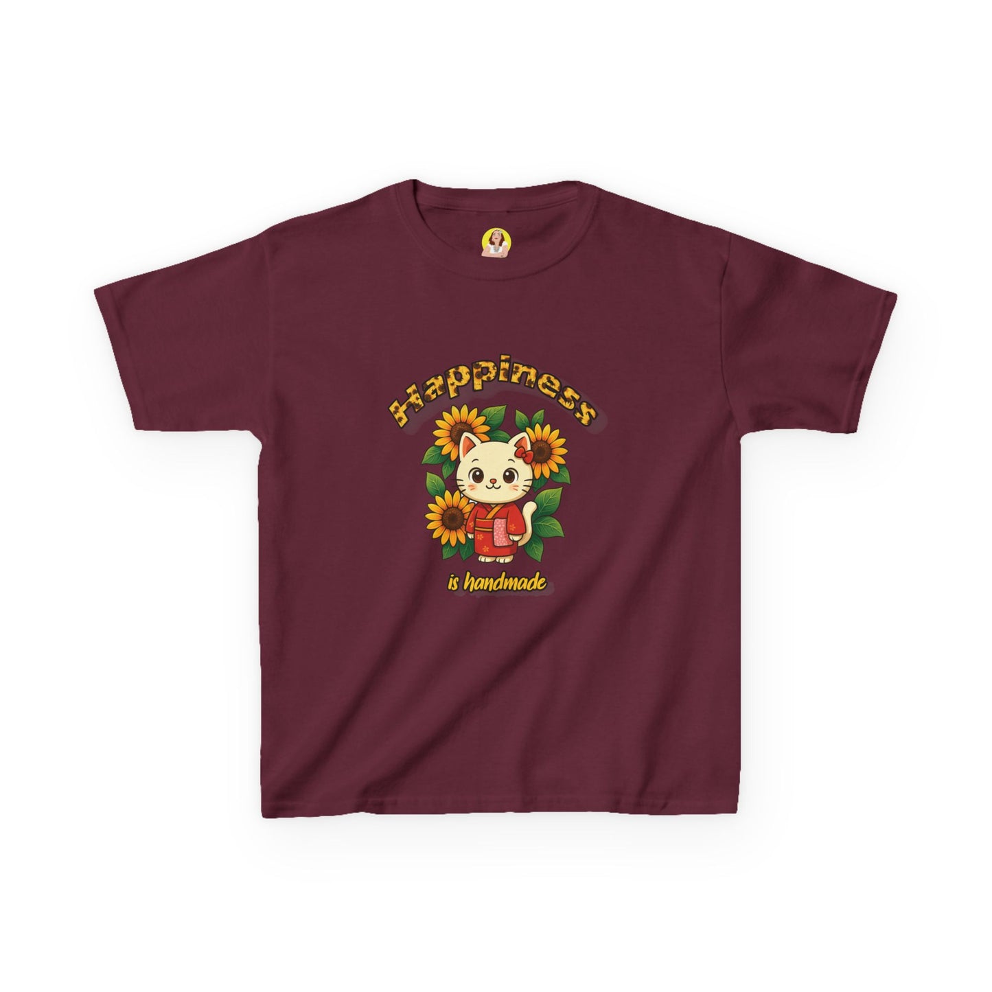 Adorable Cat & Sunflower Kids Tee - Cute Gift, Summer Style, Fun Playwear, Birthday Present, Animal Lover Apparel