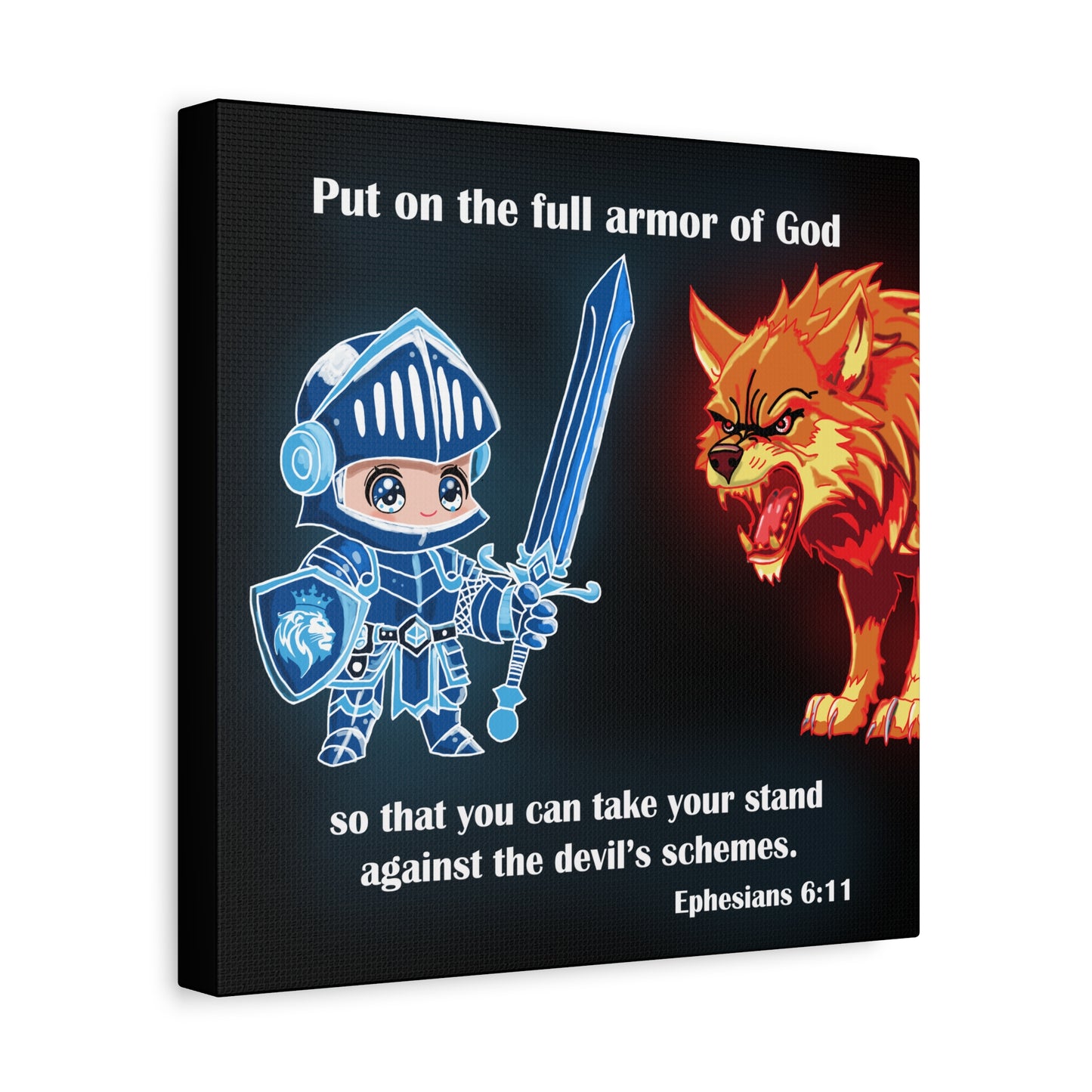 Knight and Wolf Canvas Art, Kid's Room Decor, Motivational Wall Art, Adventure Theme, Gamer Gift