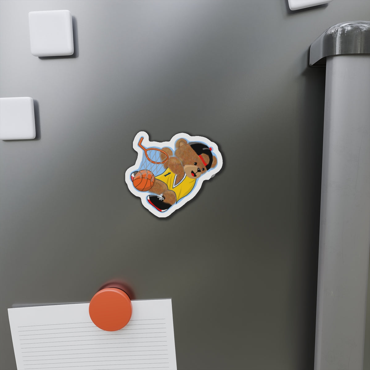 Basketball Bear Die-Cut Magnets | Cute Sports Decor, Fun Fridge Magnets, Gift for Kids, Basketball Fan Gift, Sports Party Decoration