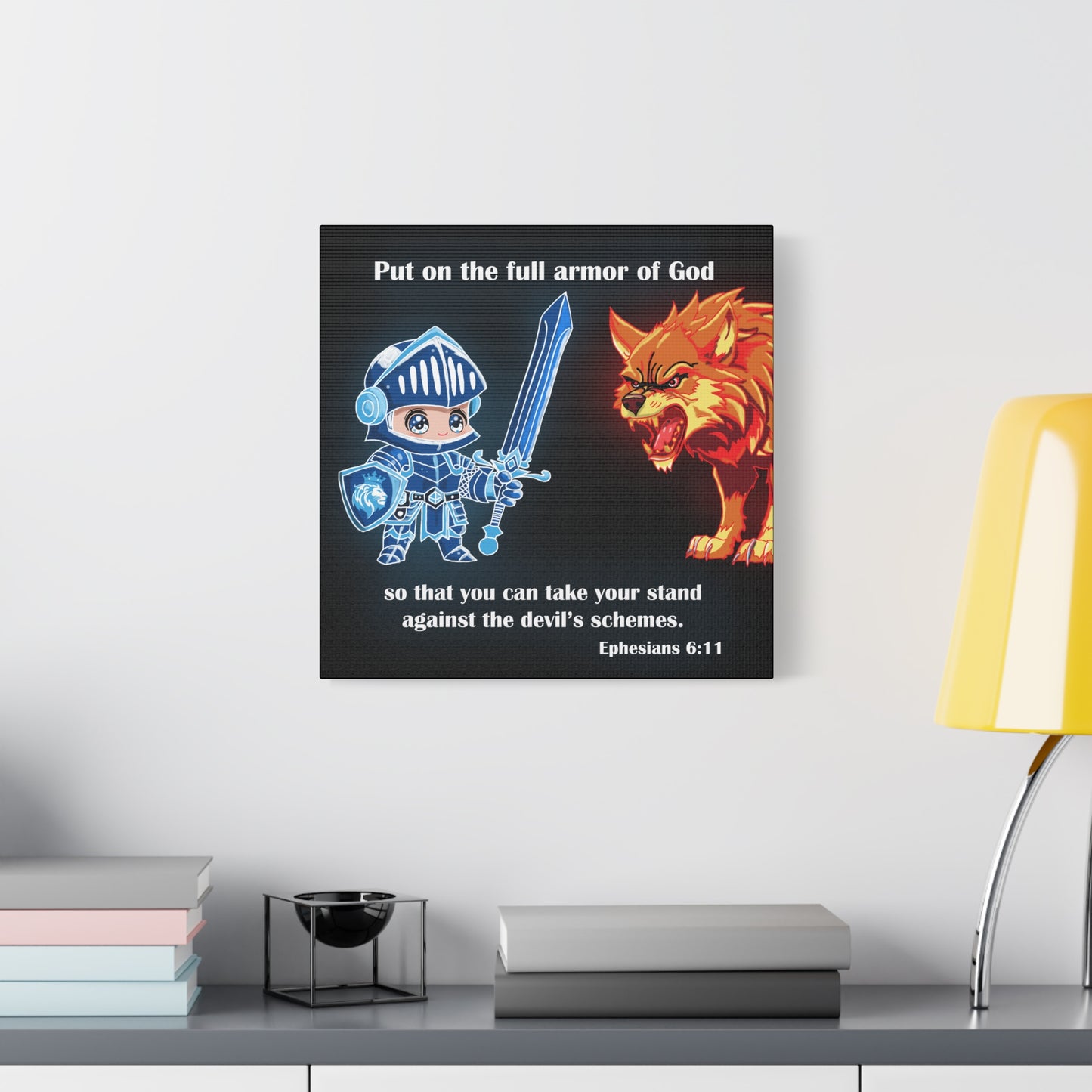 Knight and Wolf Canvas Art, Kid's Room Decor, Motivational Wall Art, Adventure Theme, Gamer Gift
