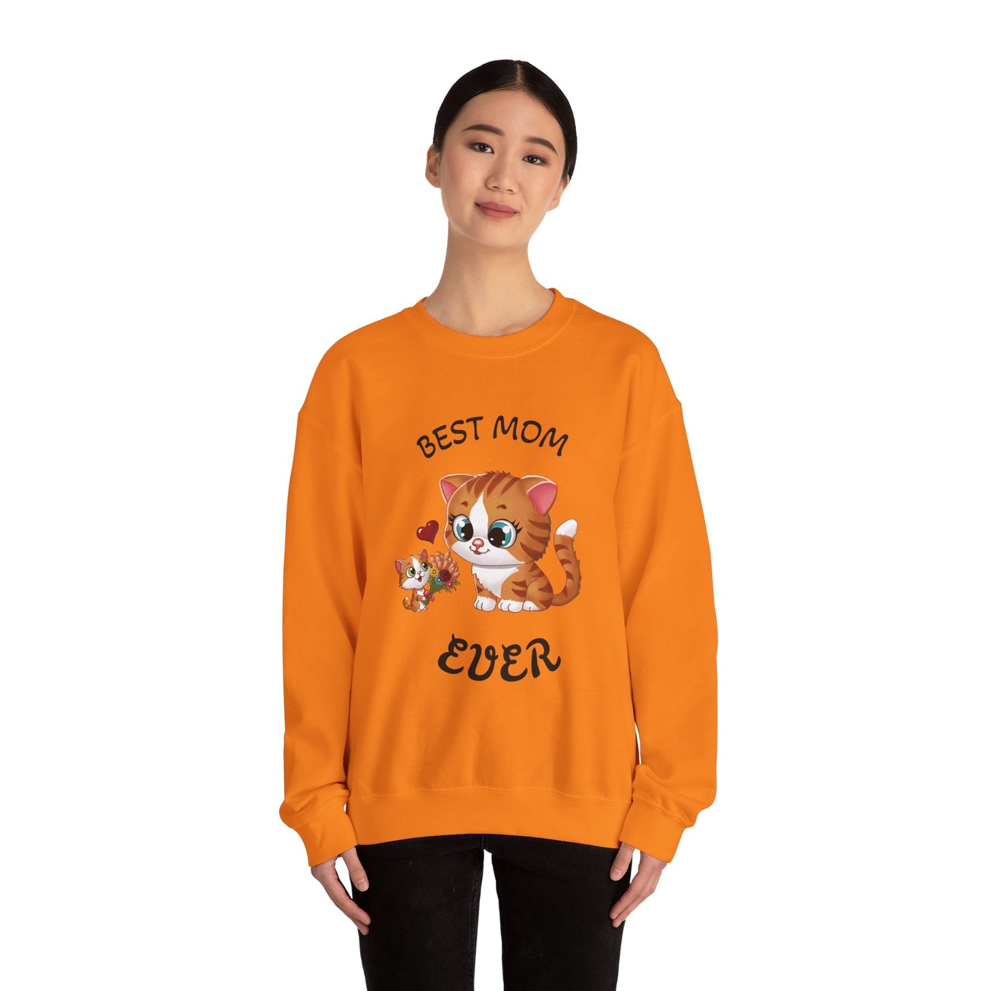 Best Mom Ever Cat Sweatshirt | Cozy Unisex Heavy Blend™ Crewneck