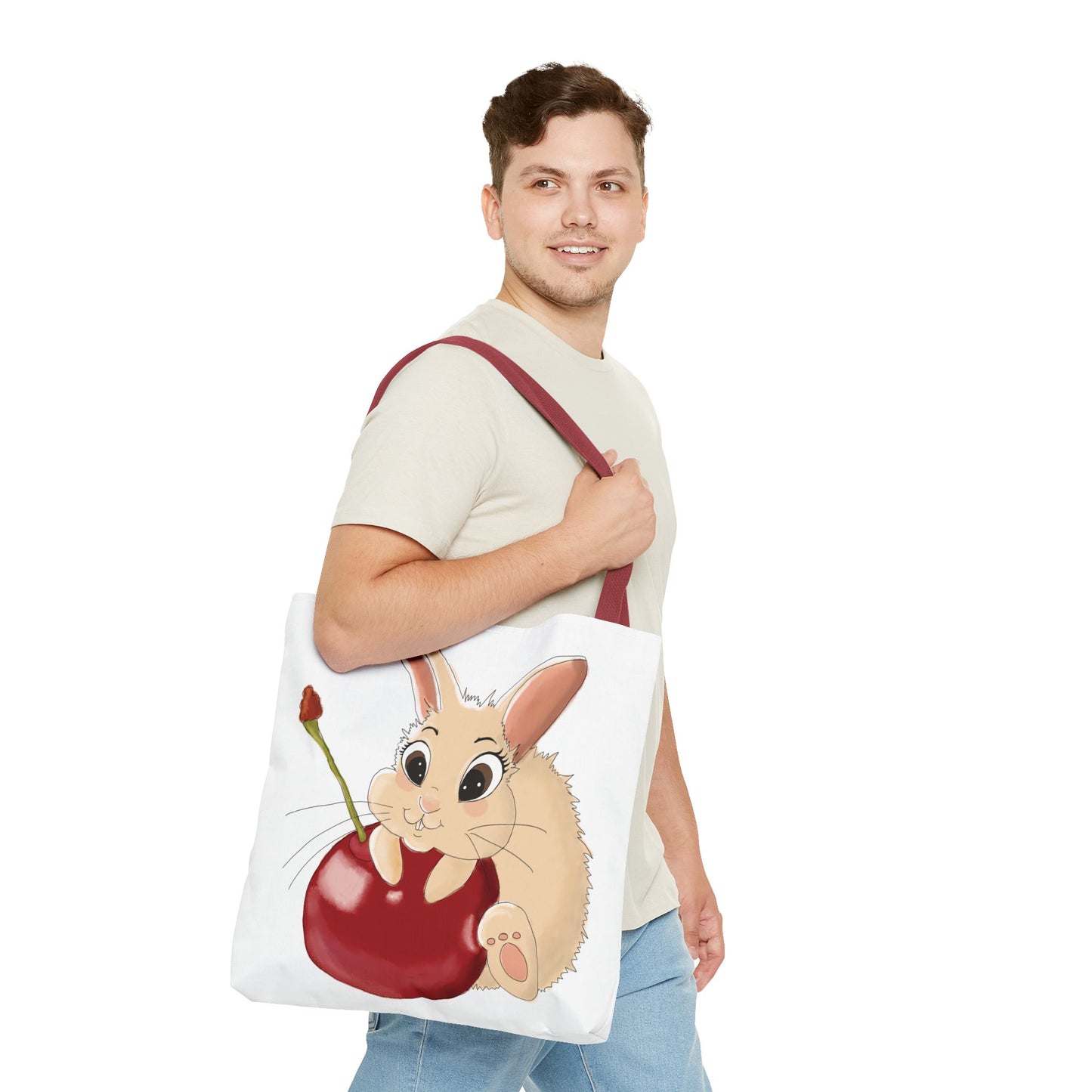 Cute Bunny Cherry Tote Bag - Adorable Animal Design for Animal Lovers